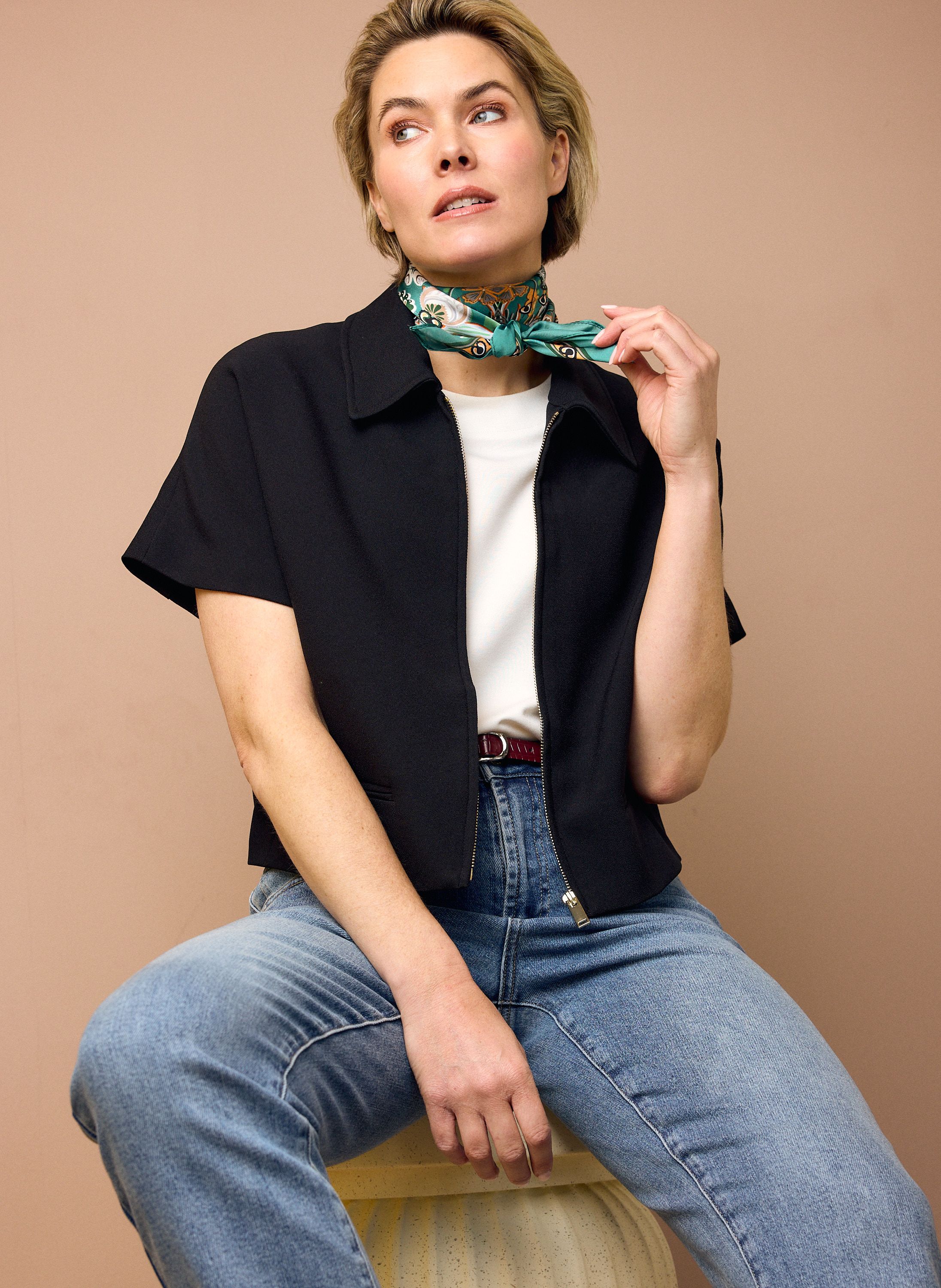 Norah Zwart jasje met klassieke kraag black 218318-001-36