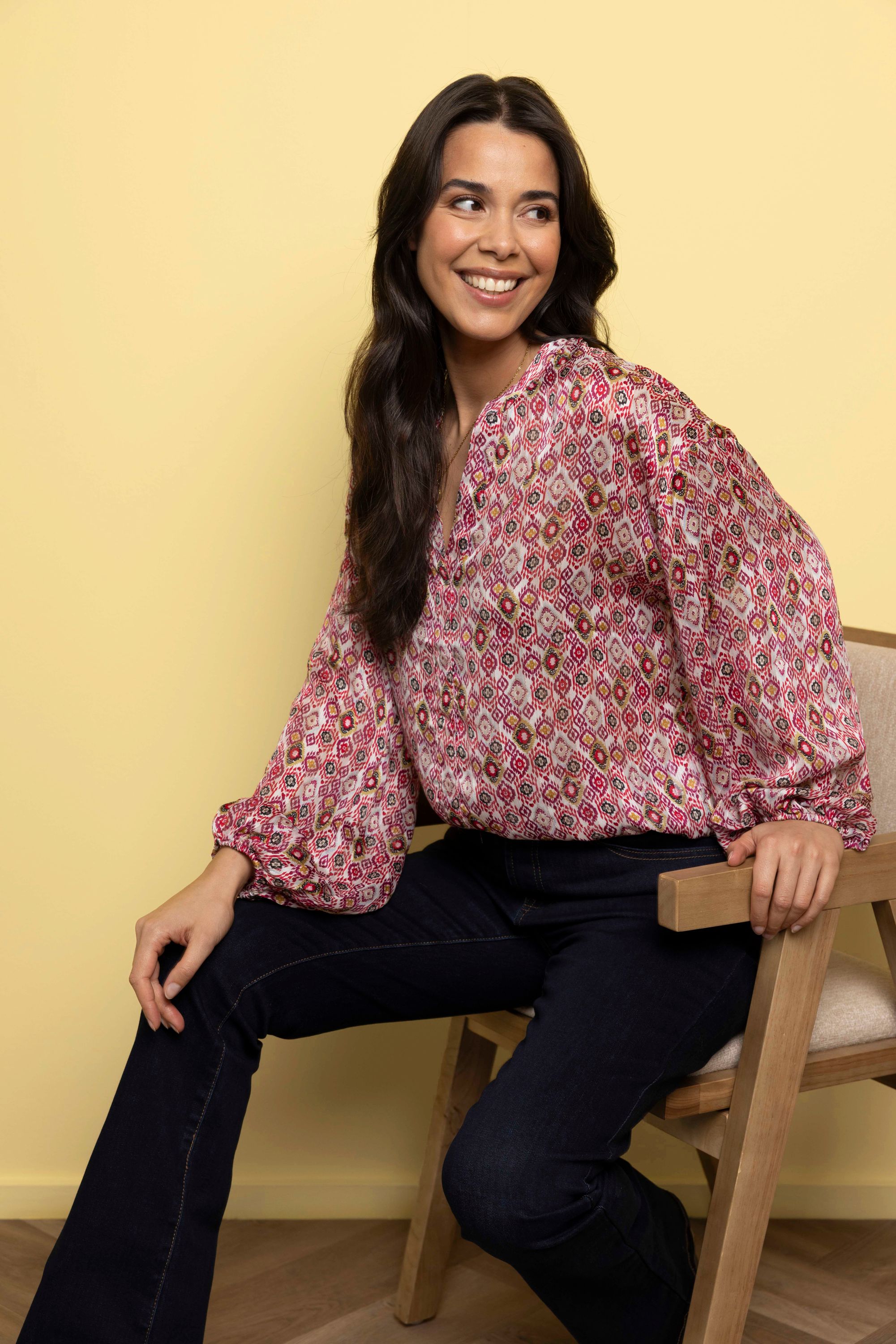 Norah Roze blouse met trekkoord pink multicolor 218335-920-44