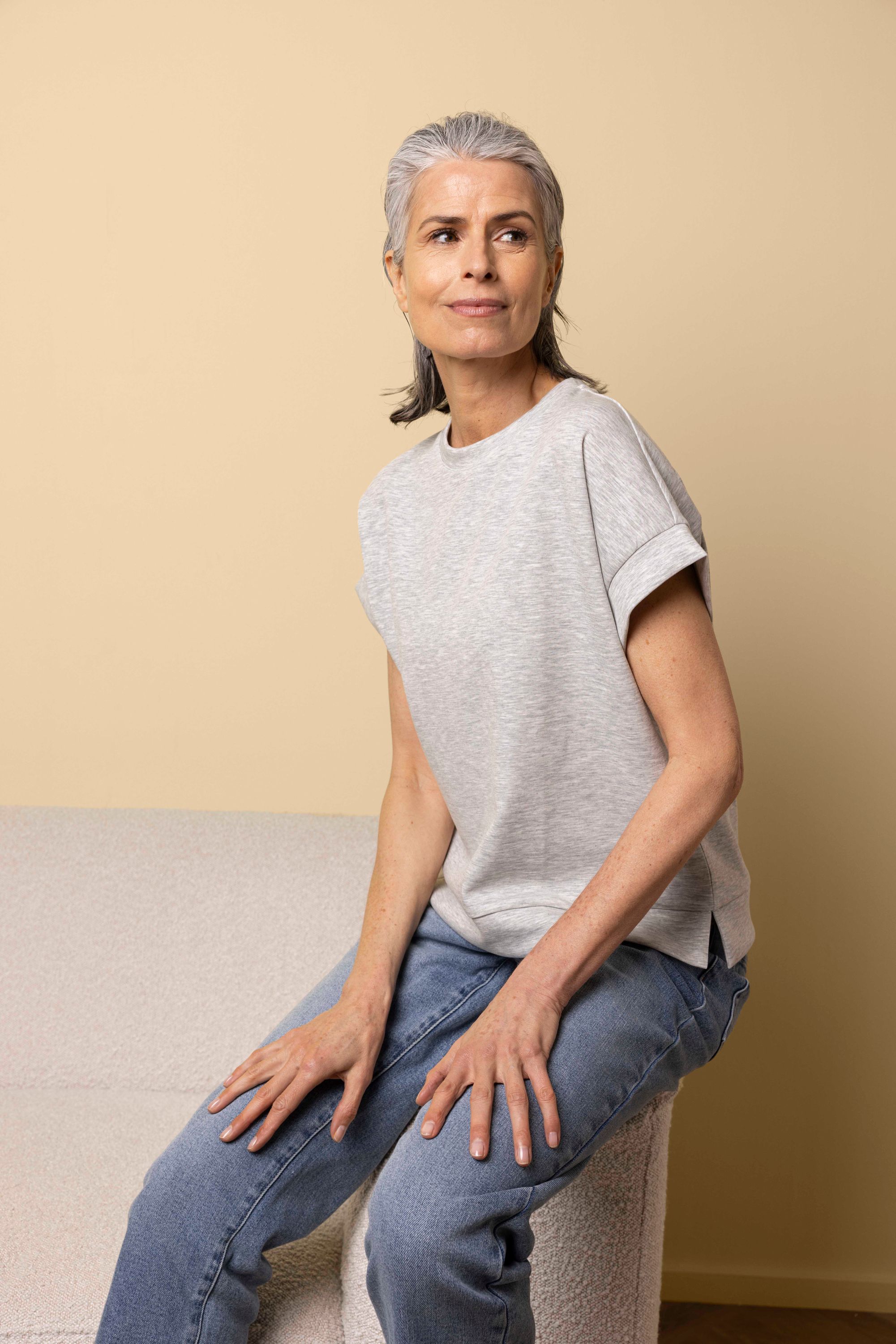 Norah Sanne shirt grijs grey melange 218340-050-38