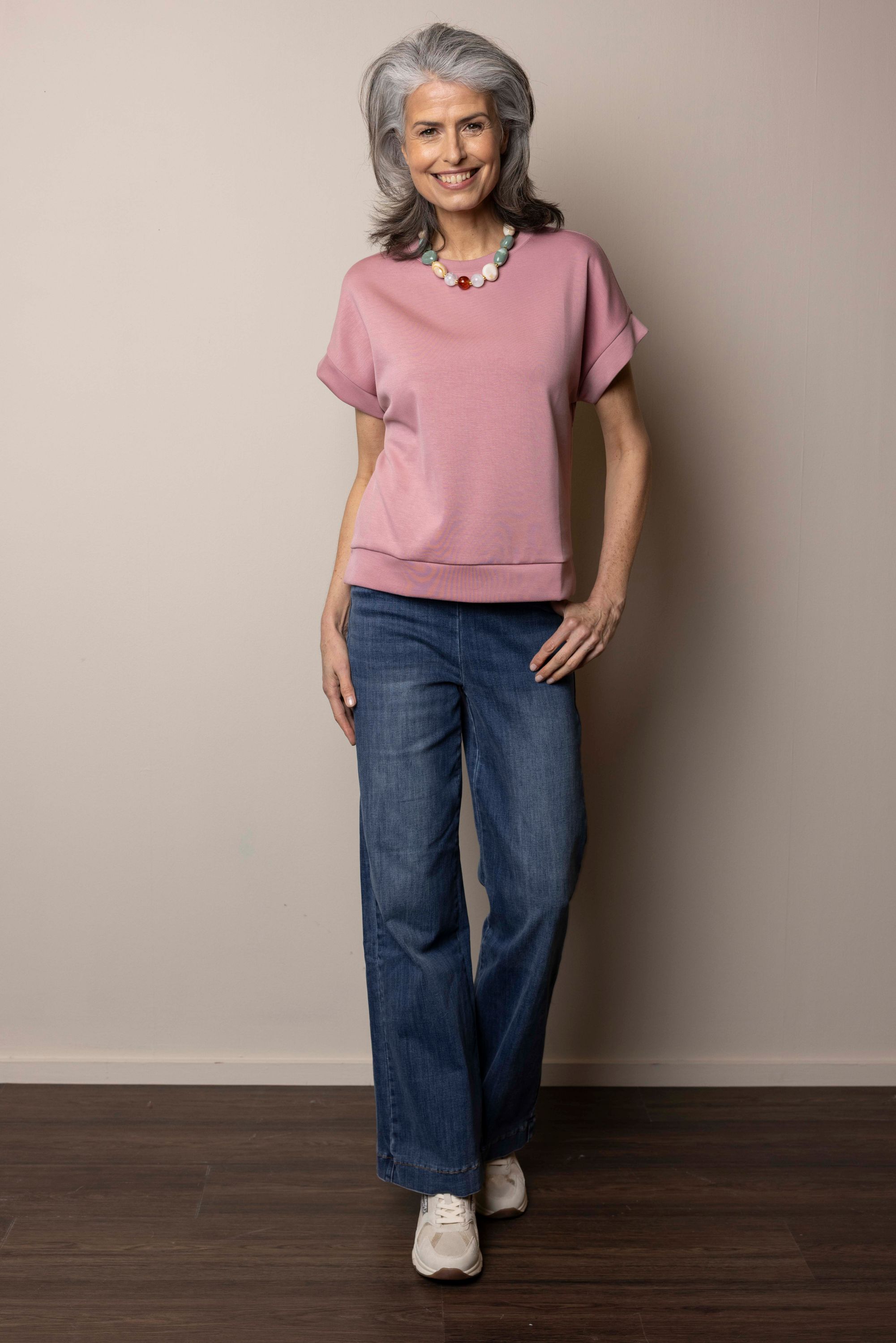 Norah Whitney jeans met elastische tailleband | Middenblauw | L32 mid denim 218375-479-38