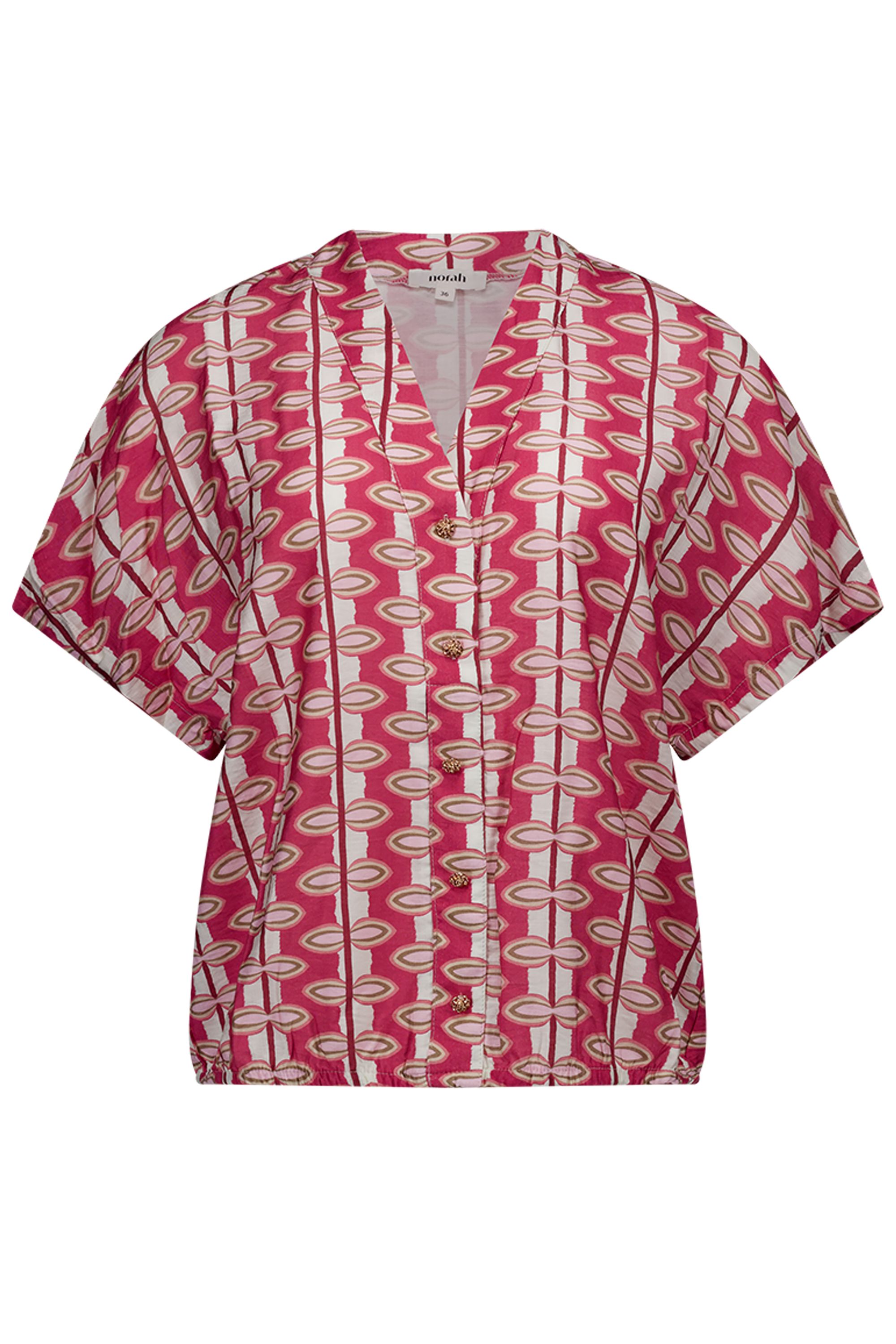 Norah Roze blouse met grafische print pink multicolor 218379-920-44