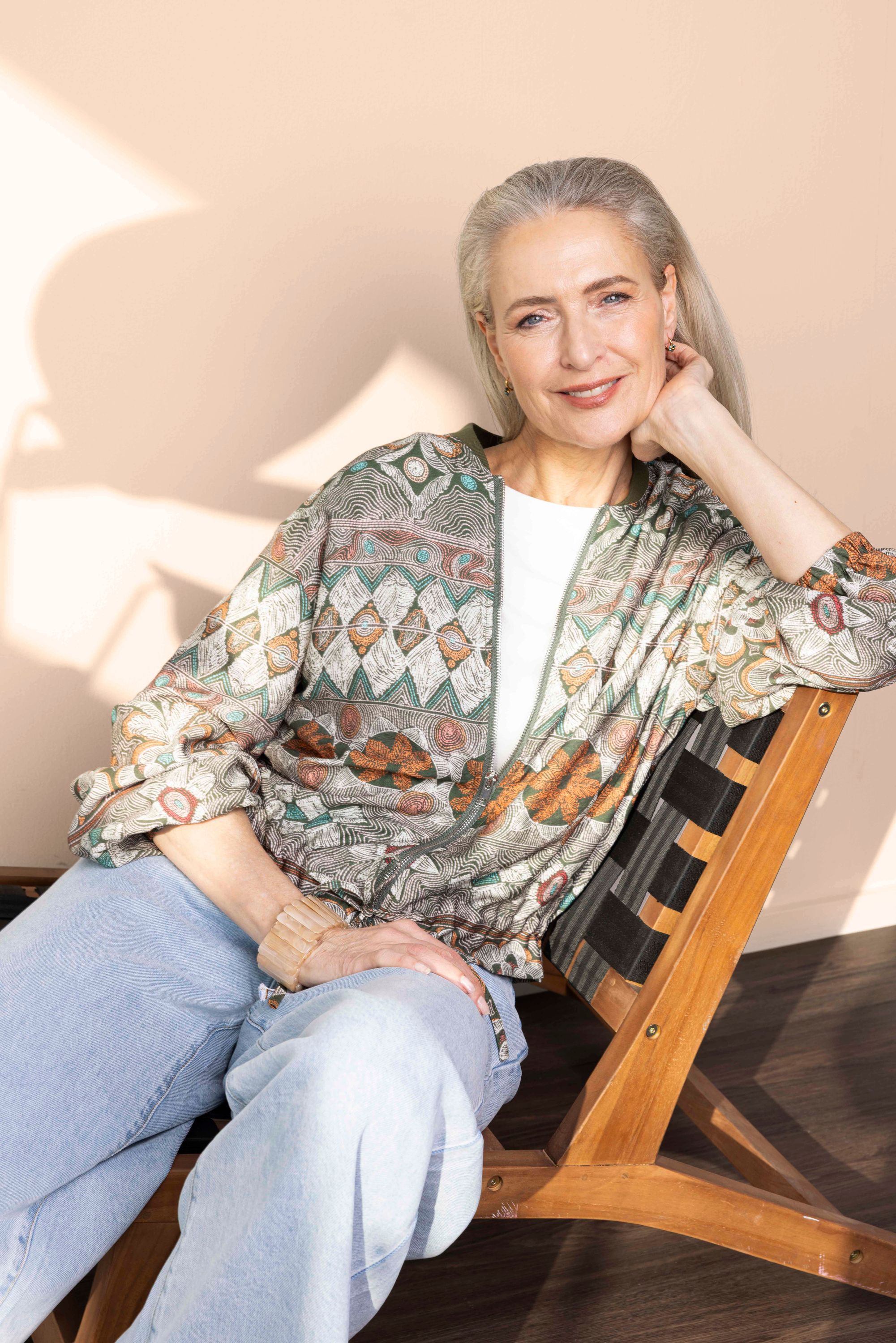 Norah Groen jasje met grafische print green multicolor 218382-520-38