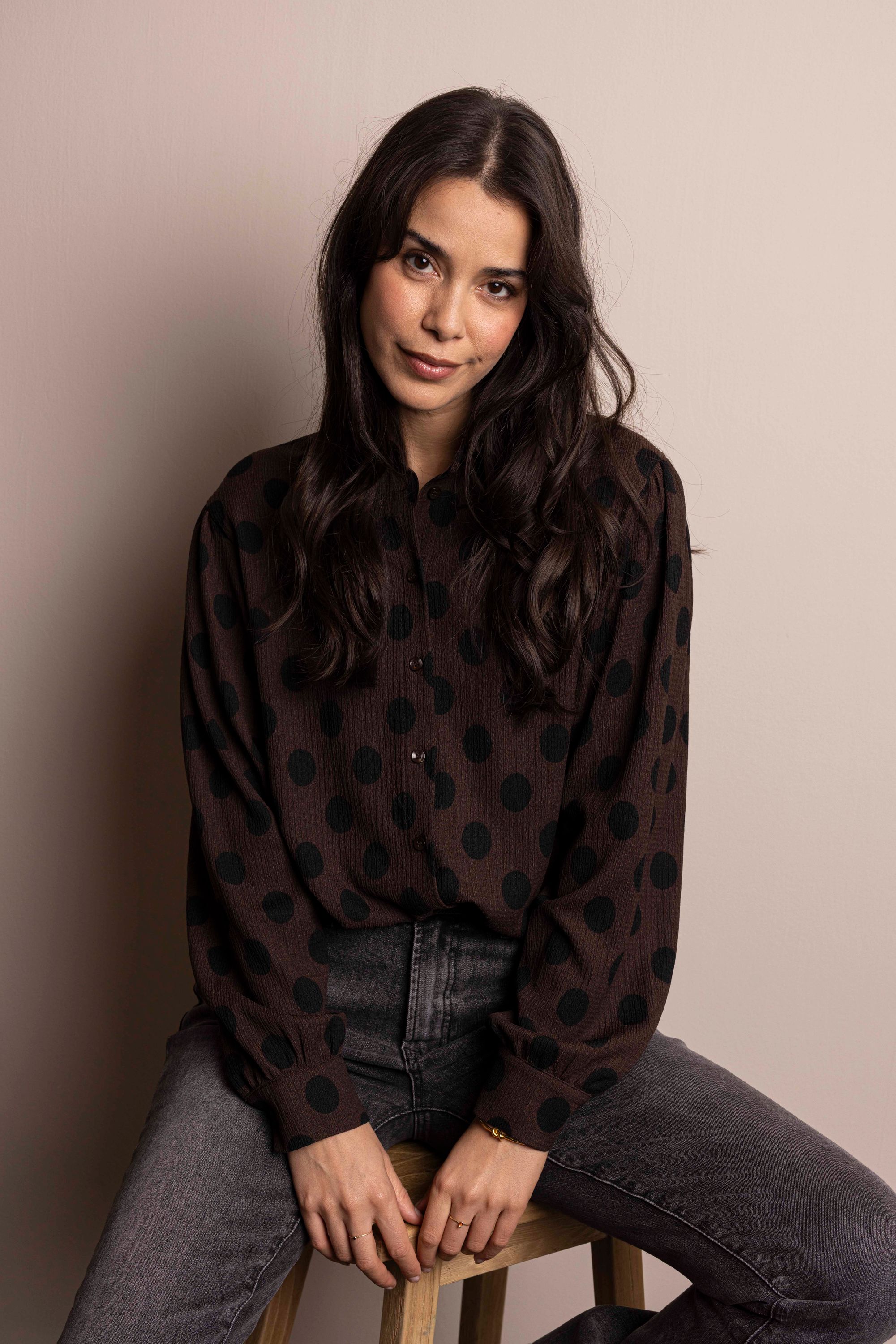 Norah Bruine blouse met stippen brown/black 218386-230-34