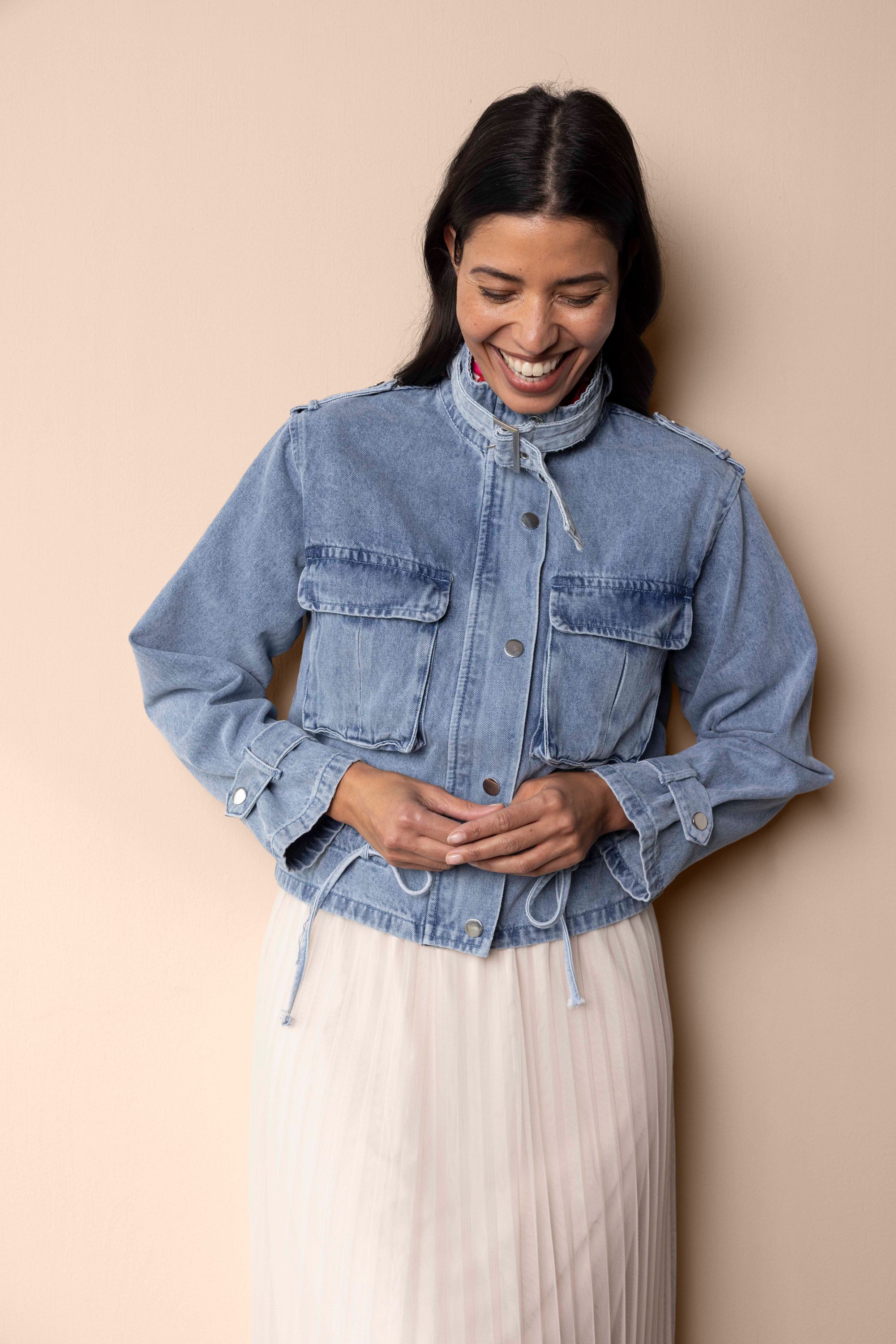 Norah Blauwe korte denim jas light denim 218389-478-38