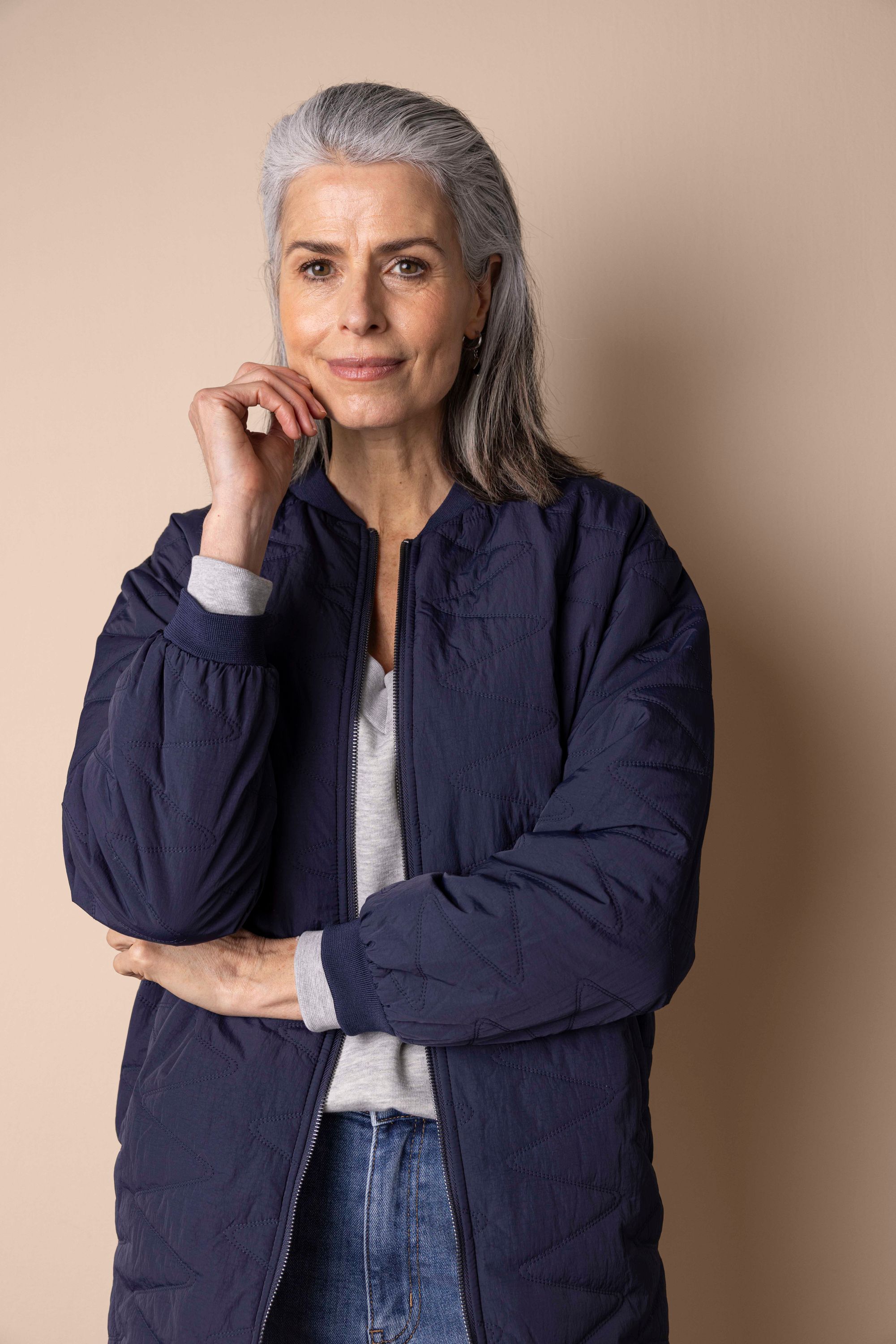 Norah Donkerblauwe halflange pufferjas navy 218390-492-44