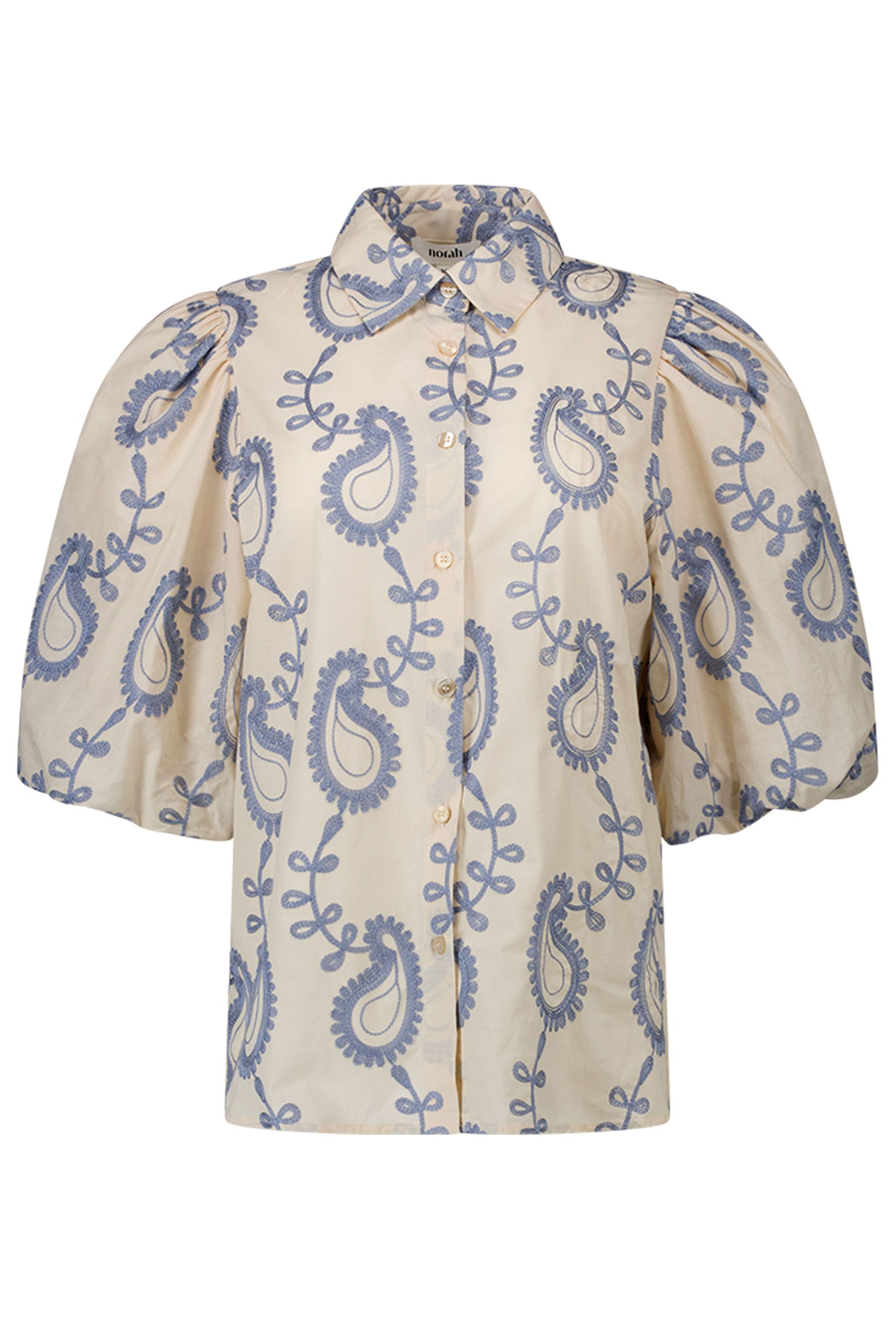 Norah Ecru blouse met borduursels ecru/blue 218391-174-34