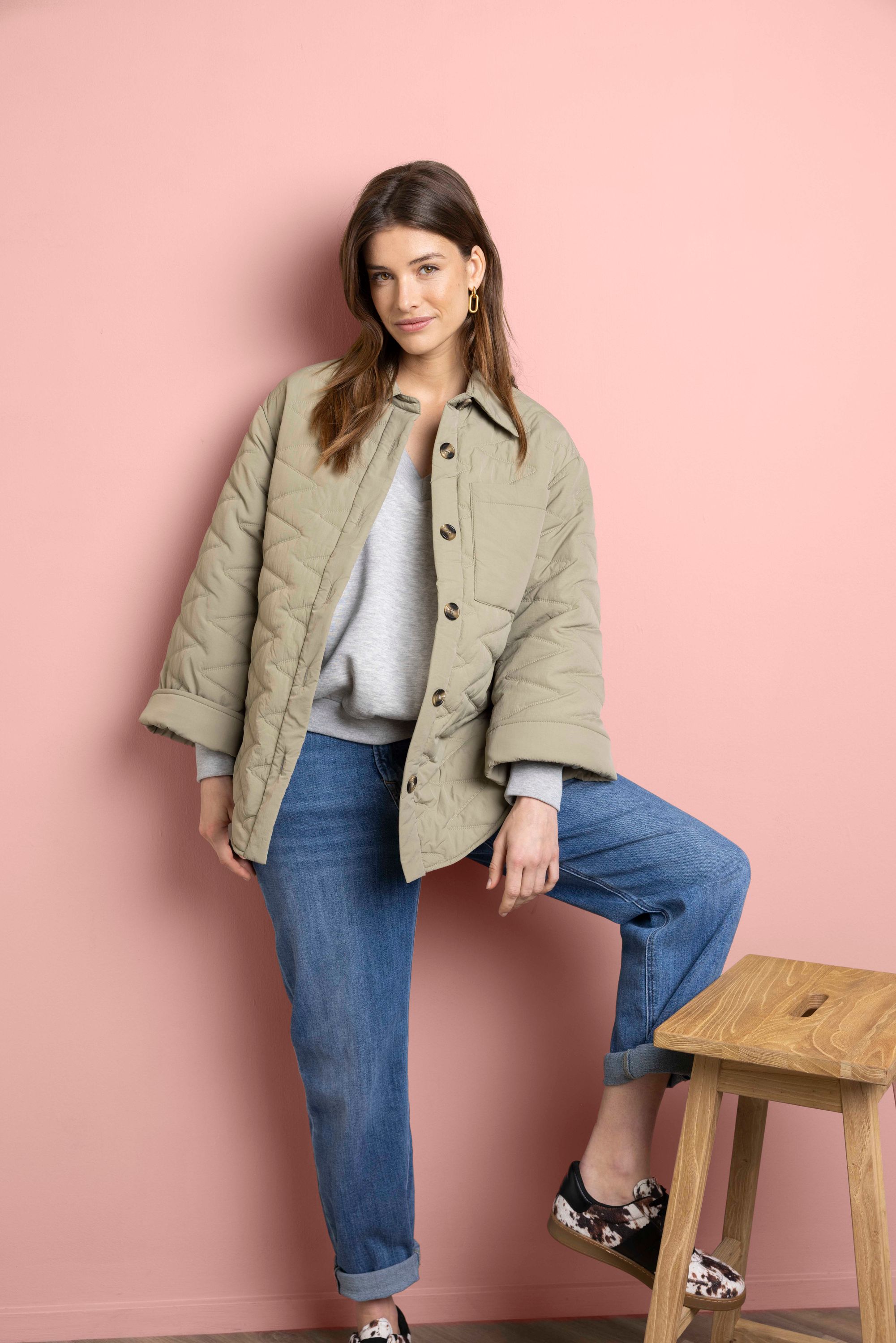 Norah Groene pufferjas met klassieke kraag light green 218392-515-48