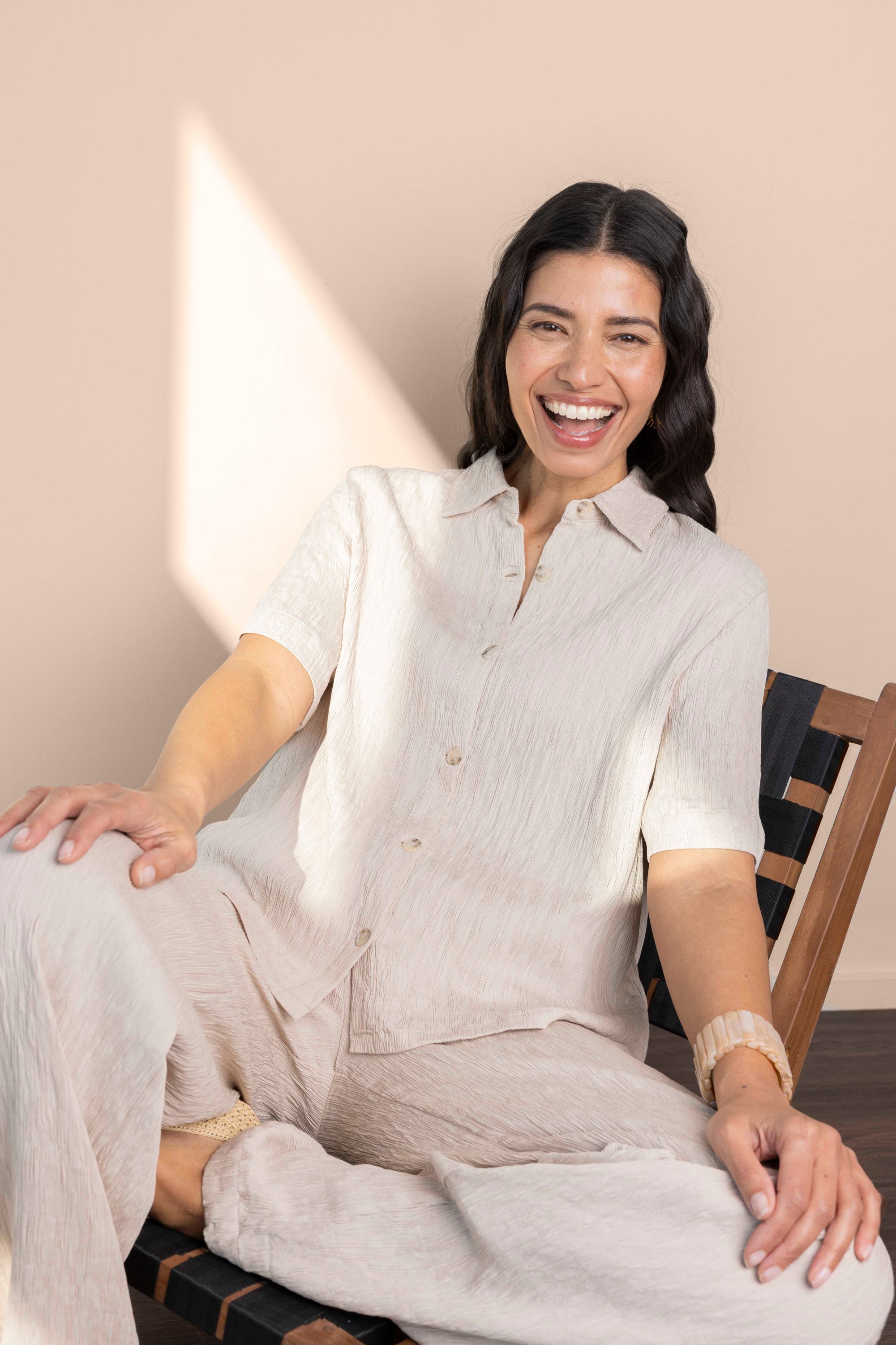 Norah Zandkleurige blouse met structuur light sand 218410-111-44