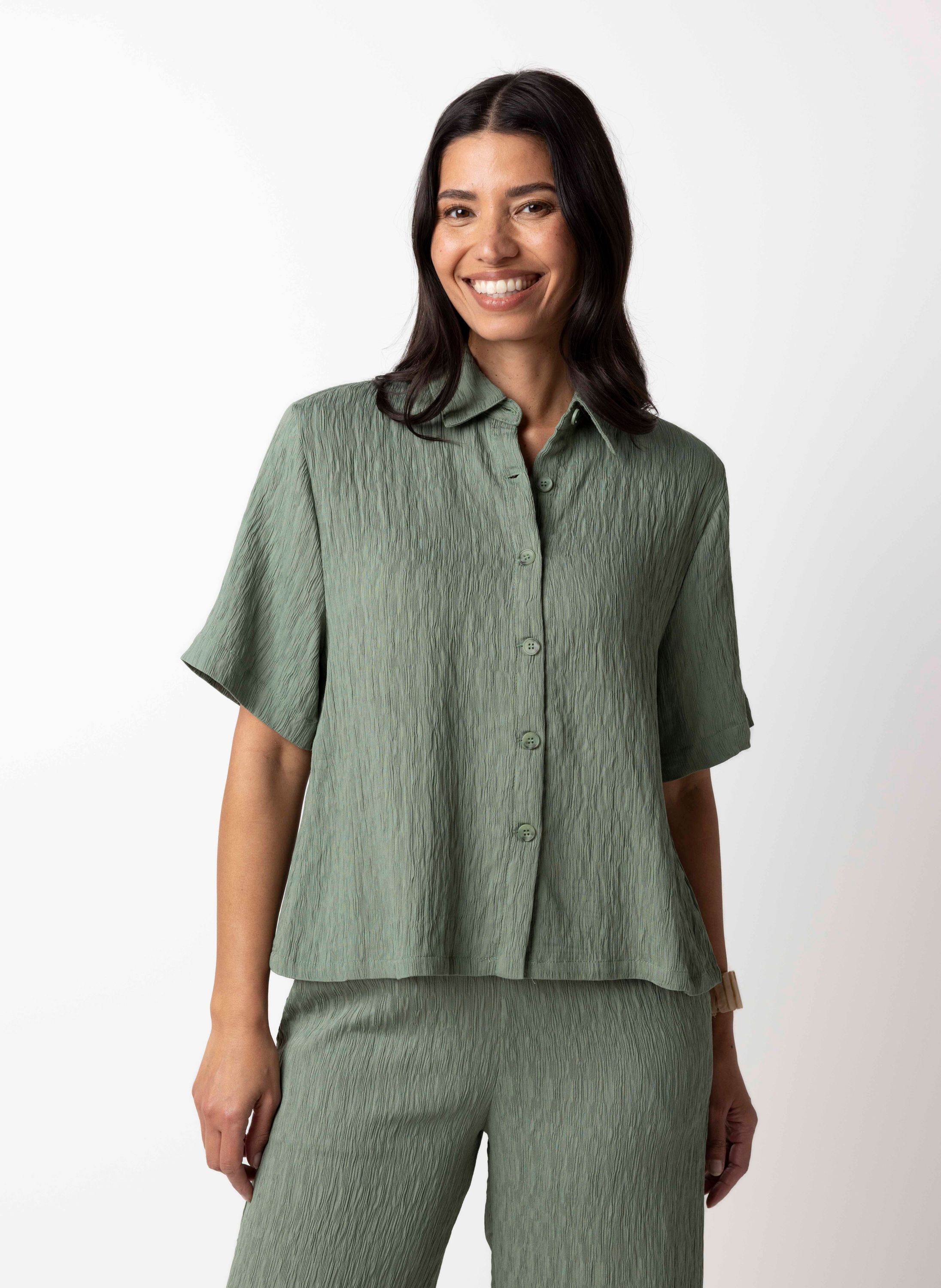 Norah Groene blouse met structuur green/grey 218410-540-42