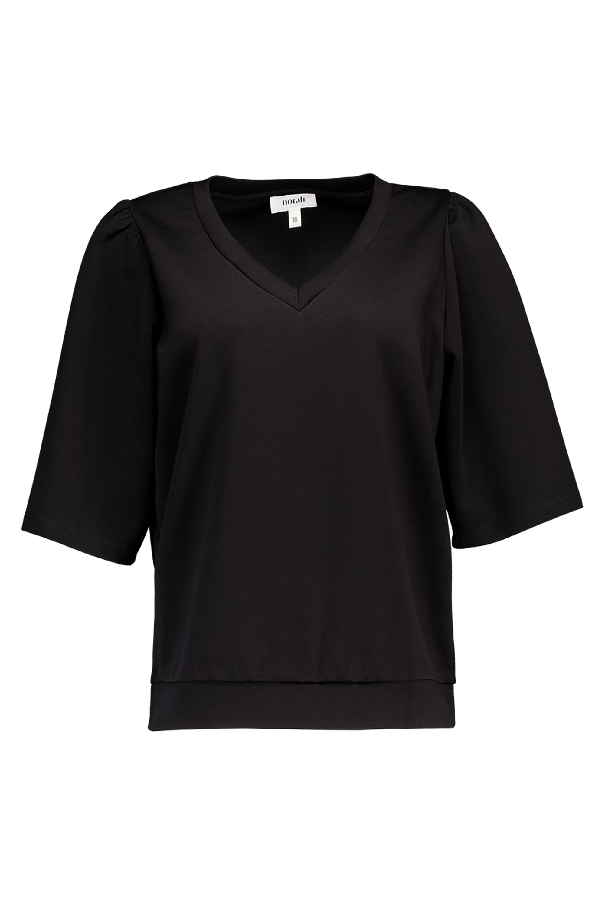 Norah Zwart shirt met pofmouwen black 218416-001-44