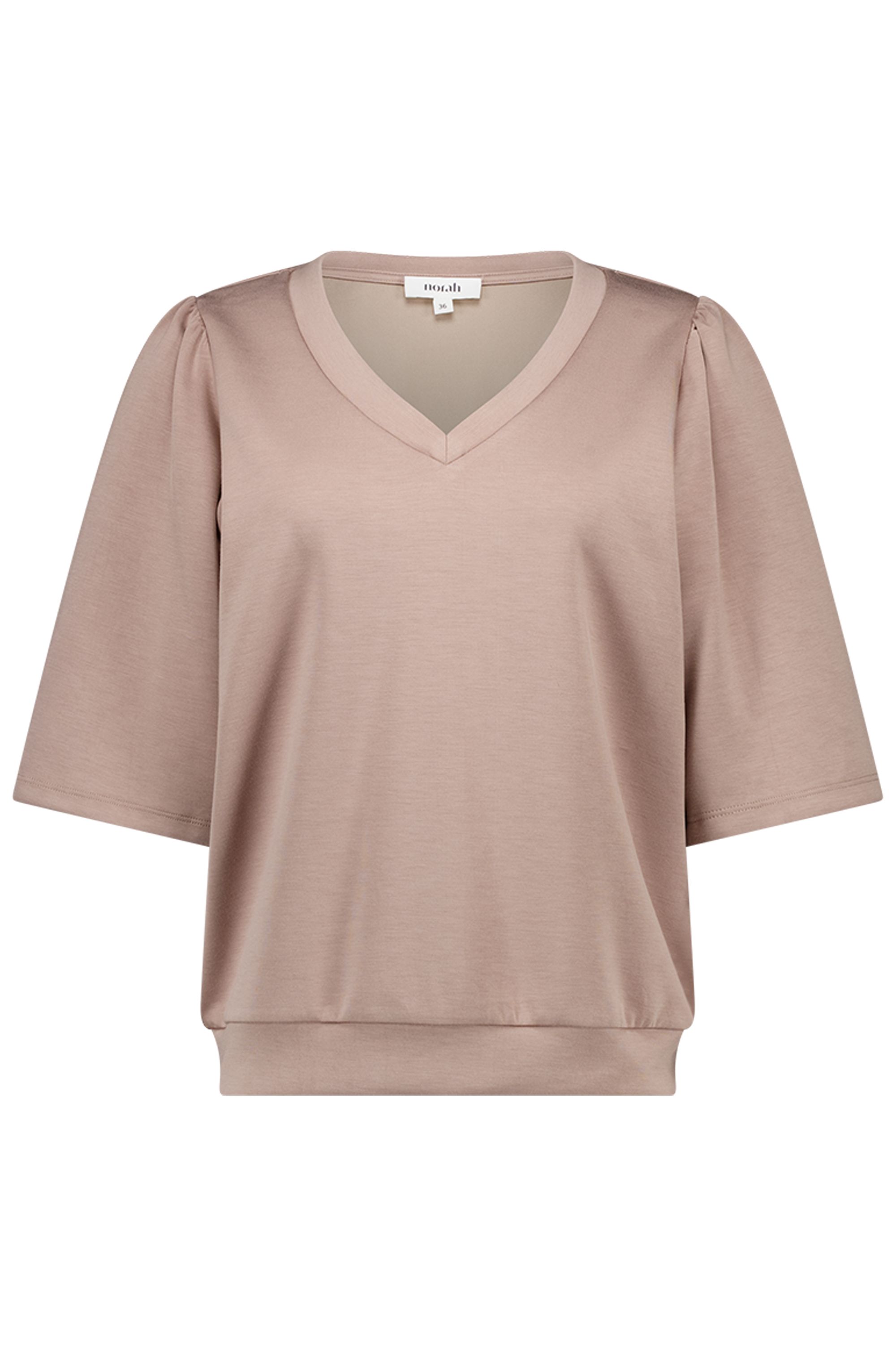 Norah Taupe shirt met V-hals light taupe 218416-211-40