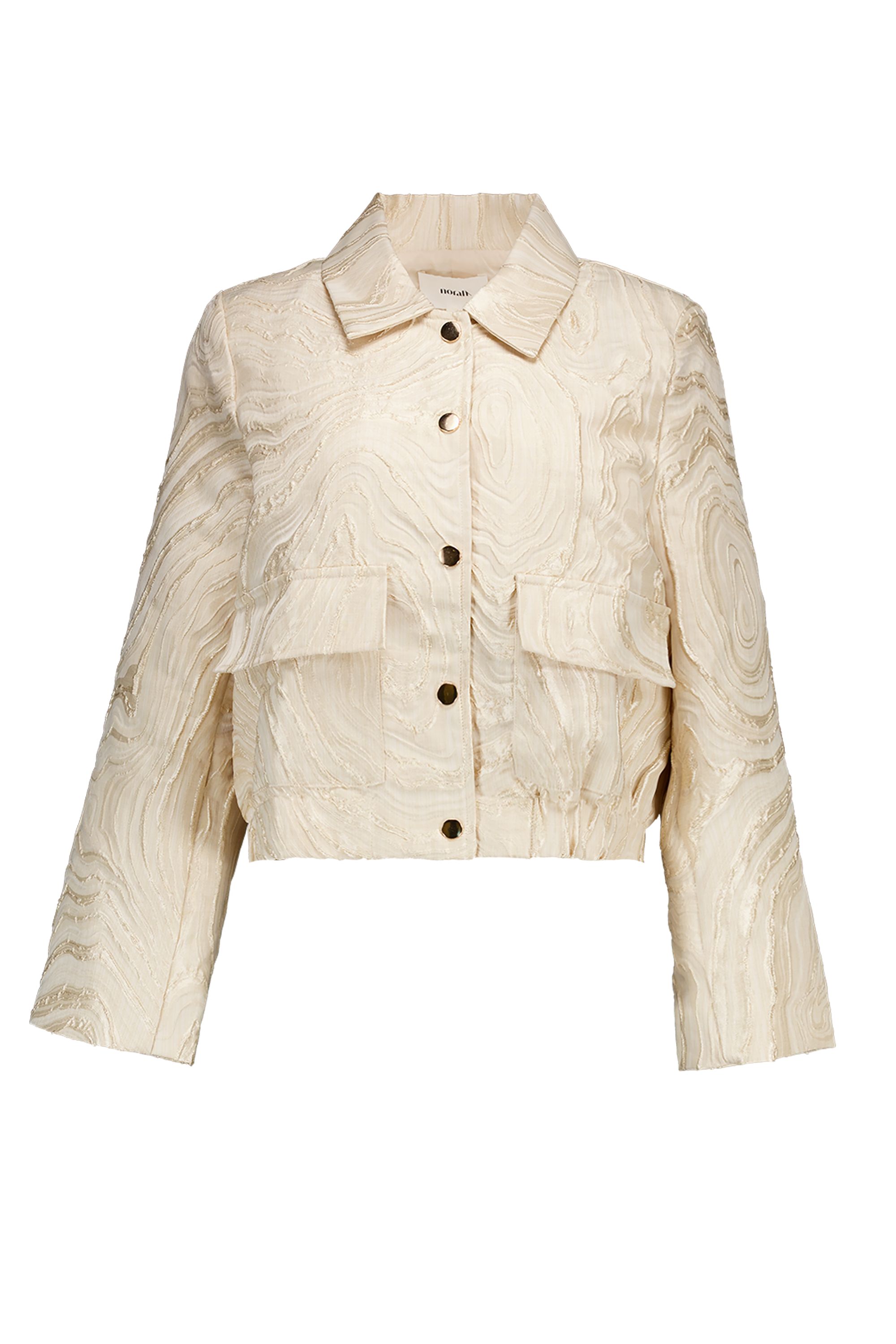 Norah Champagnekleurige jasje met golvende print en subtiele glans champagne 218421-103-36