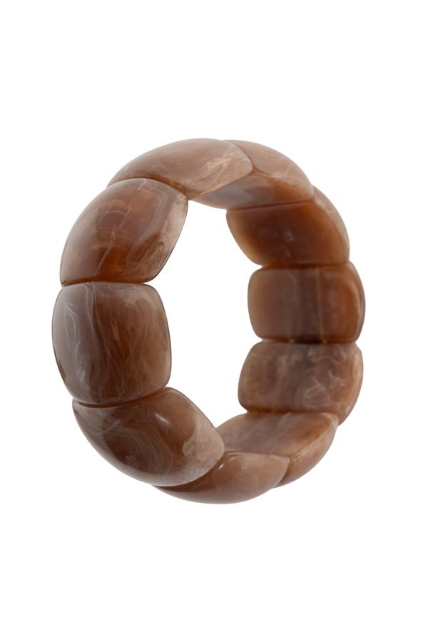 Norah Bruine brede armband met glanzende kralen brown melange 218428-250-ONE