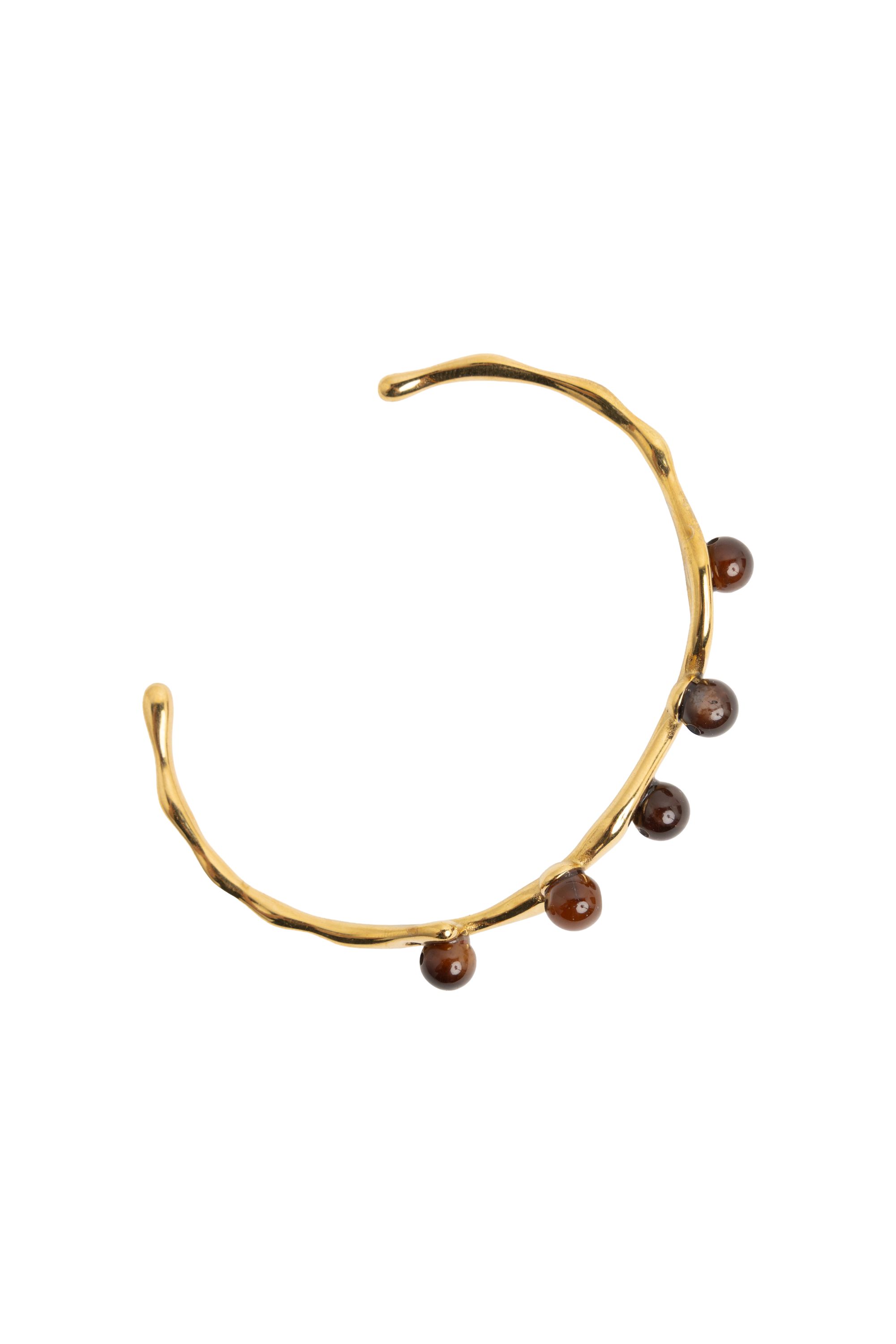Norah Goudkleurige bangle armband met bruine kralen gold multicolor 218429-198-ONE