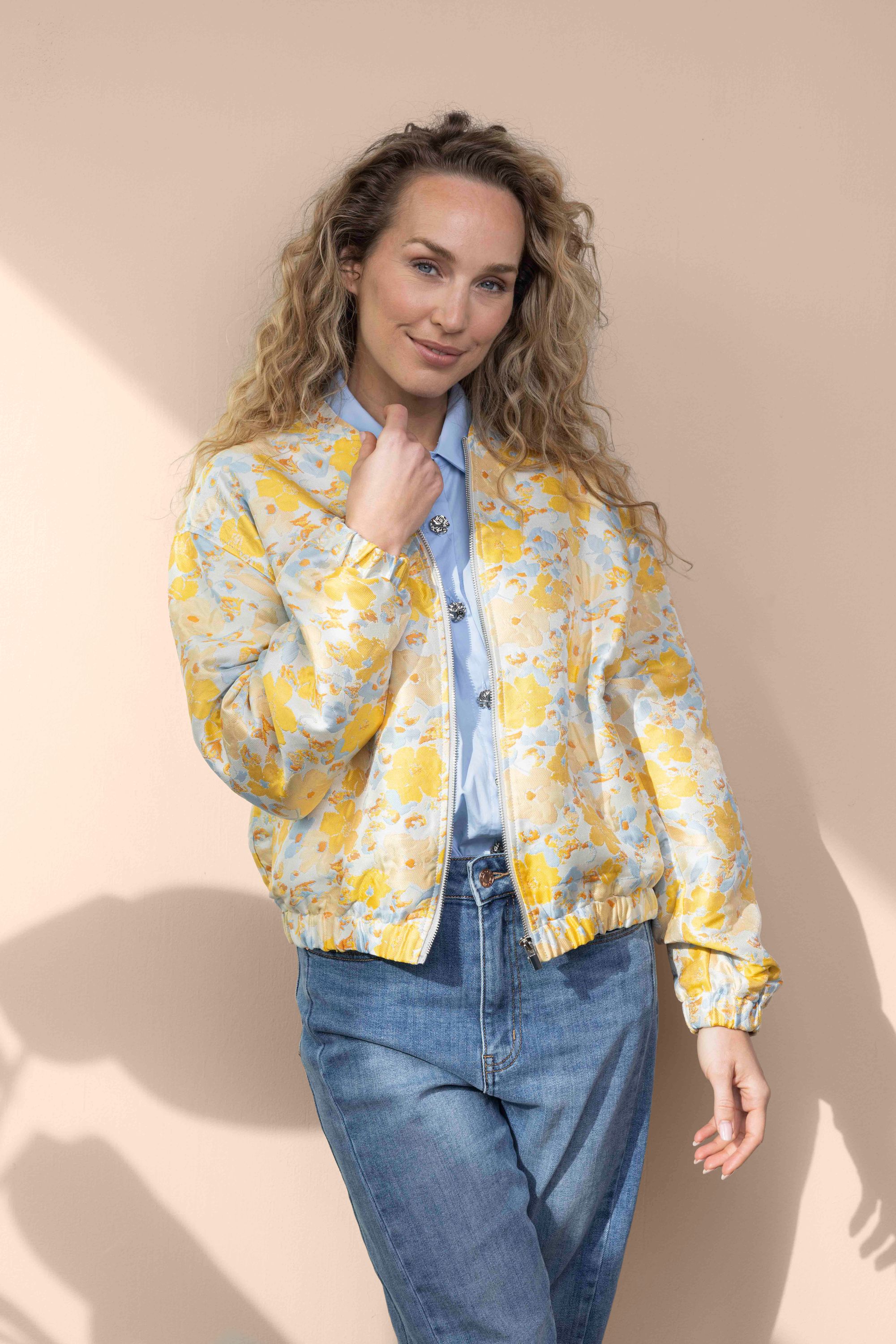 Norah Gele bomberjas met bloemenprint yellow multicolor 218433-320-38