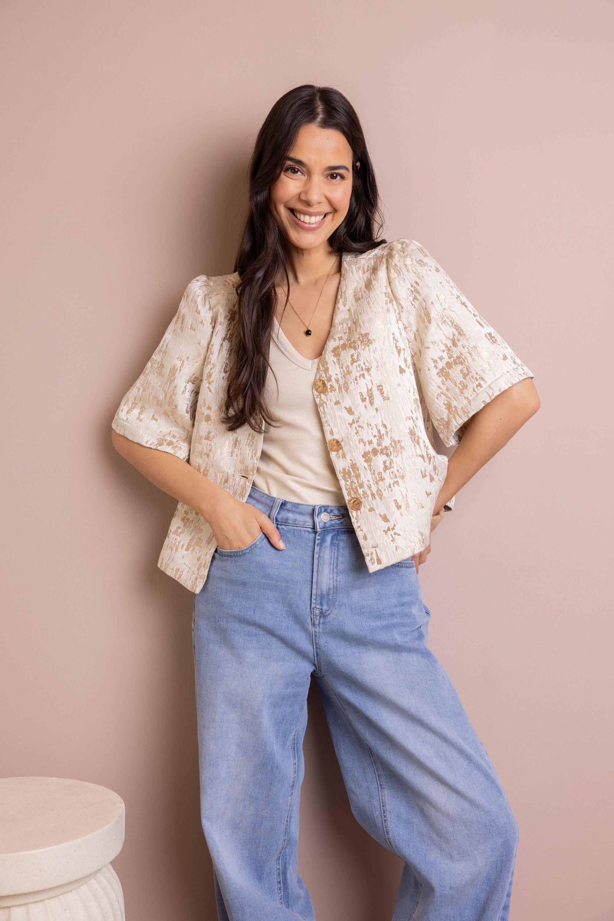 Norah Goudkleurig jasje met glans gold multicolor 218435-198-48