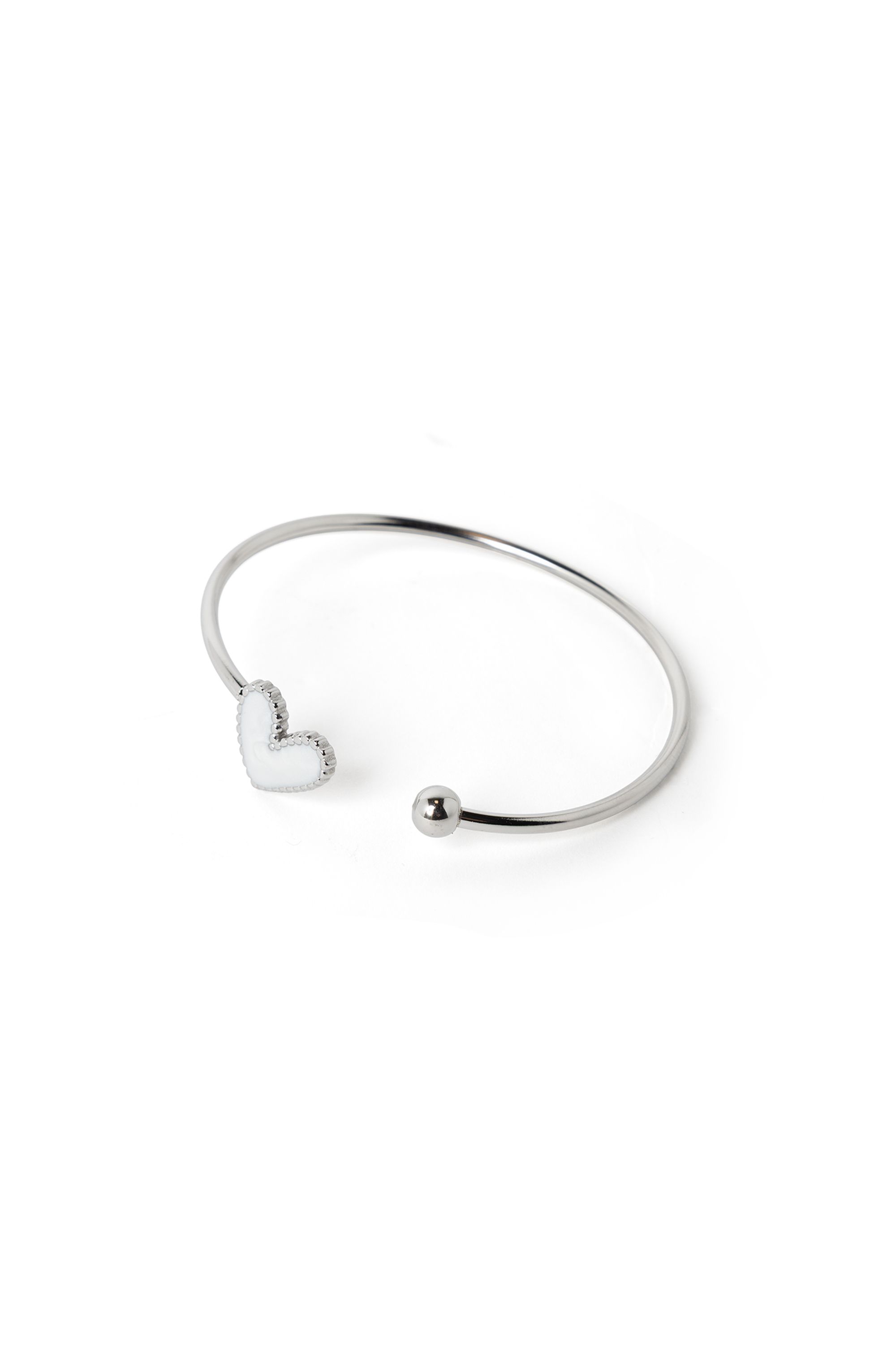 Norah Zilverkleurige armband met wit hartje silver 218438-099-ONE