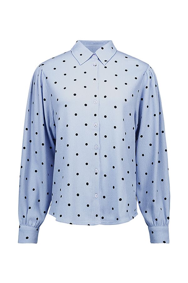 Norah Lichtblauwe blouse met zwarte stippen blue/black 218461-430-46
