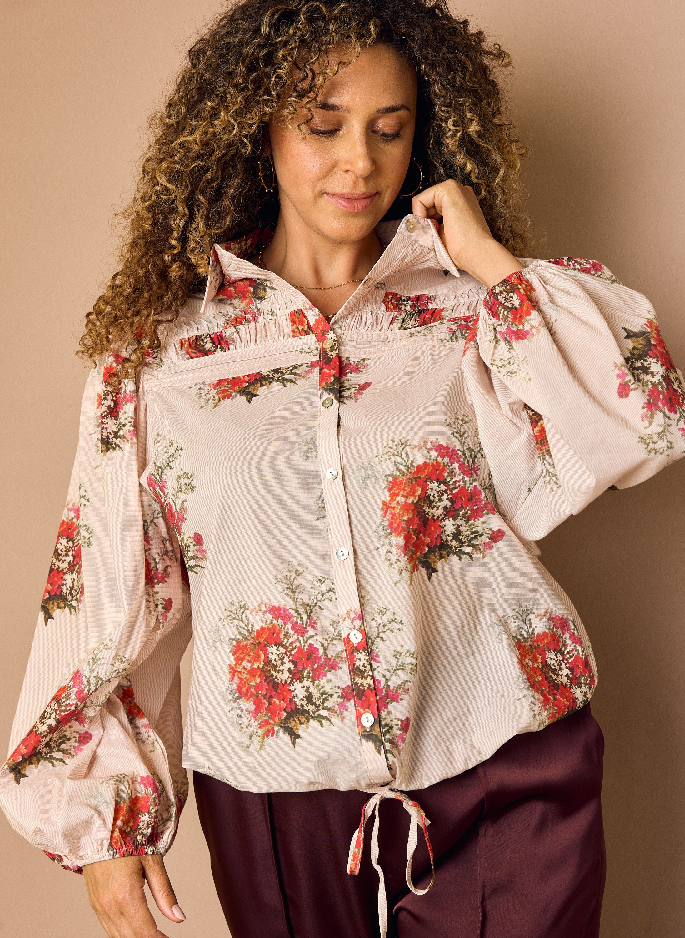 Norah Lichtroze blouse met bloemen ecru multicolor 218470-122