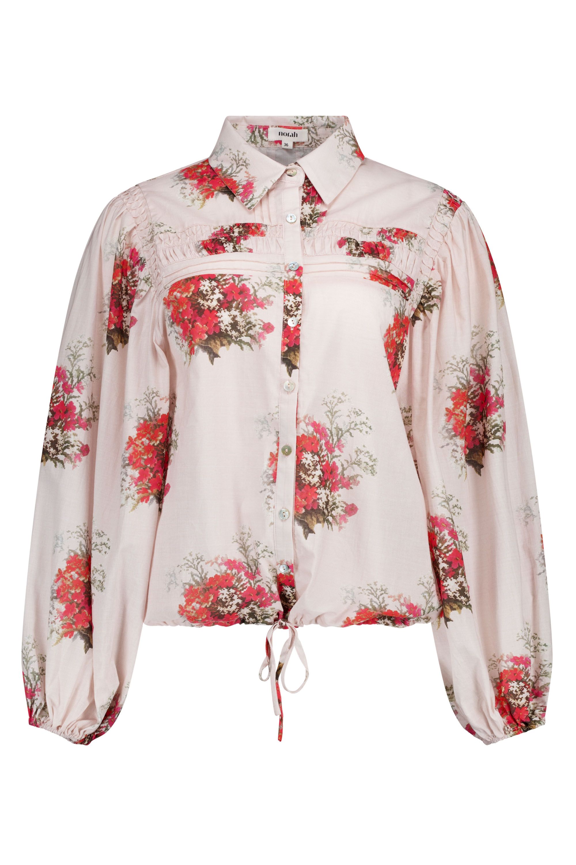Norah Lichtroze blouse met bloemen ecru multicolor 218470-122