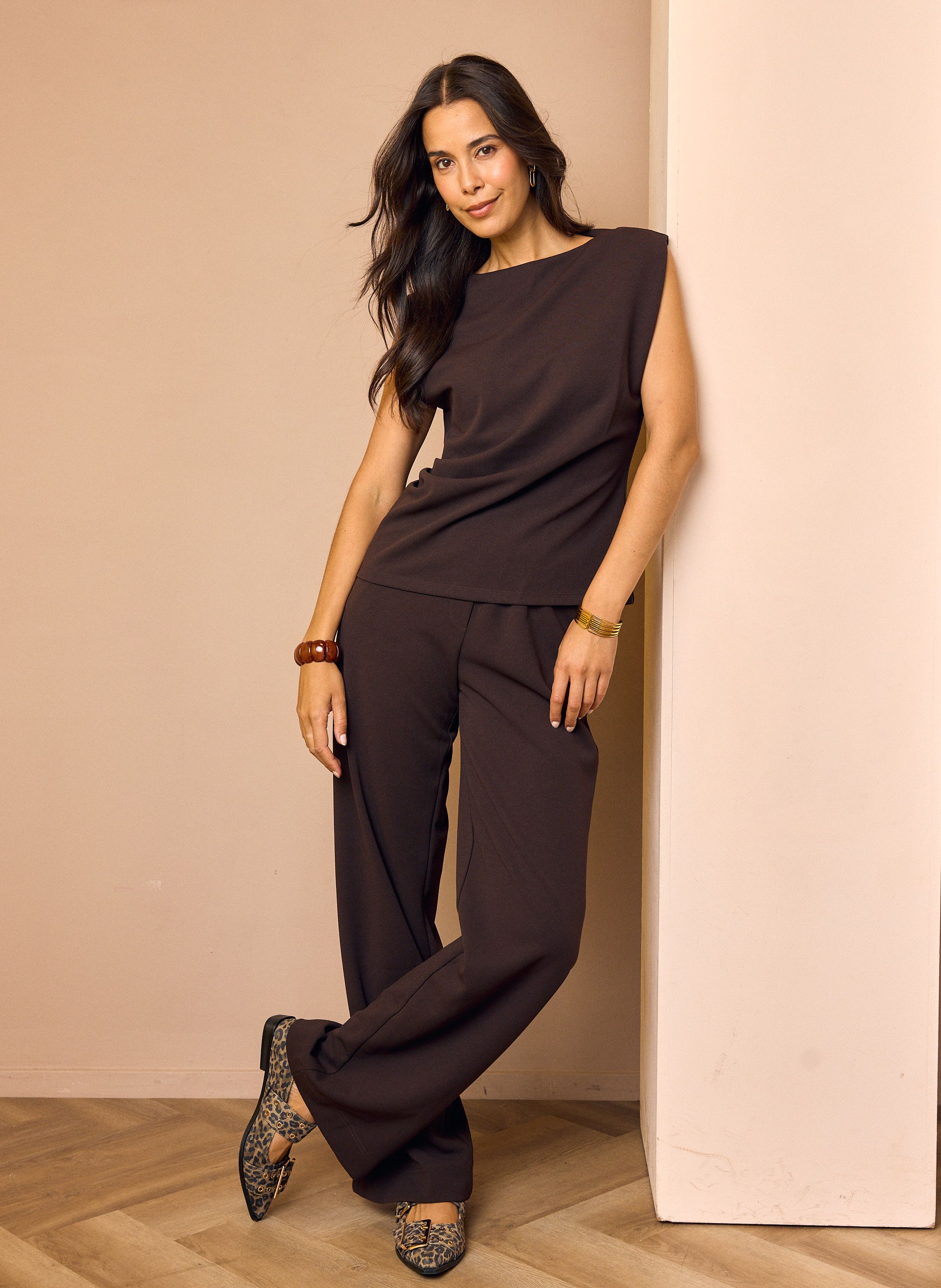 Norah Silke broek | Donkerbruin | L32 dark brown 218481-299