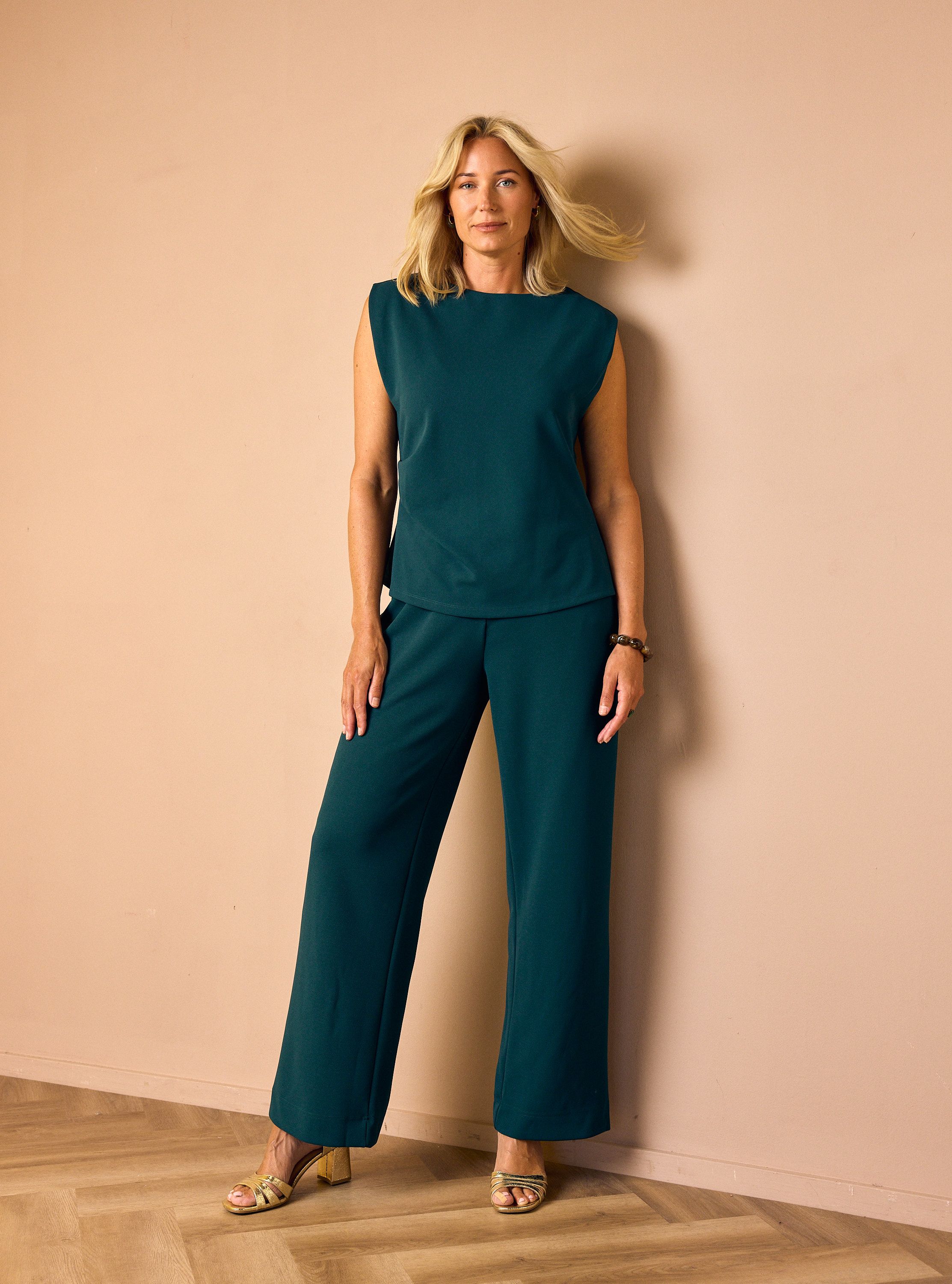 Norah Silke broek | Groenblauw | L32 teal 218481-666