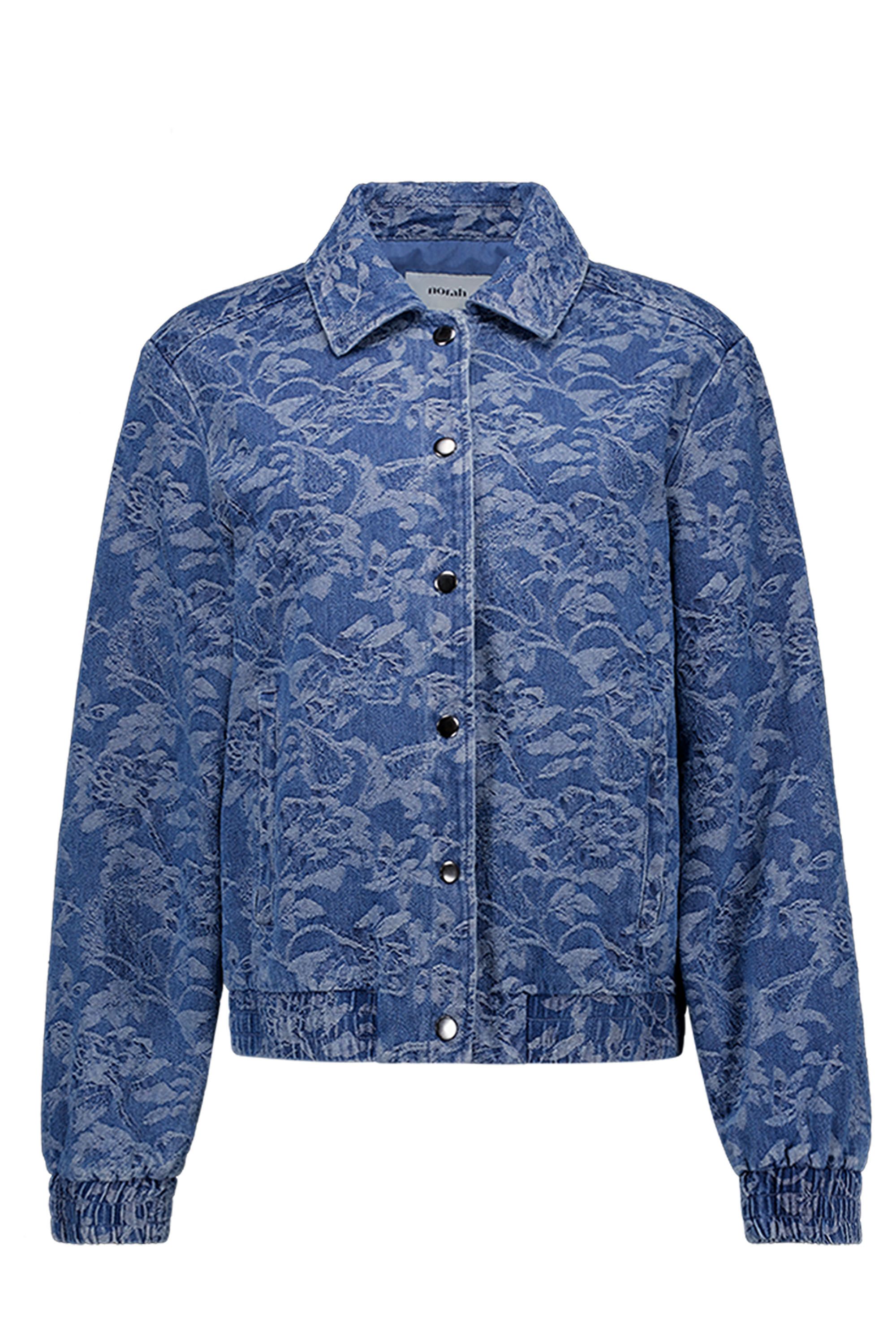 Norah Blauwe denim bomberjas met print denim blue 218487-472