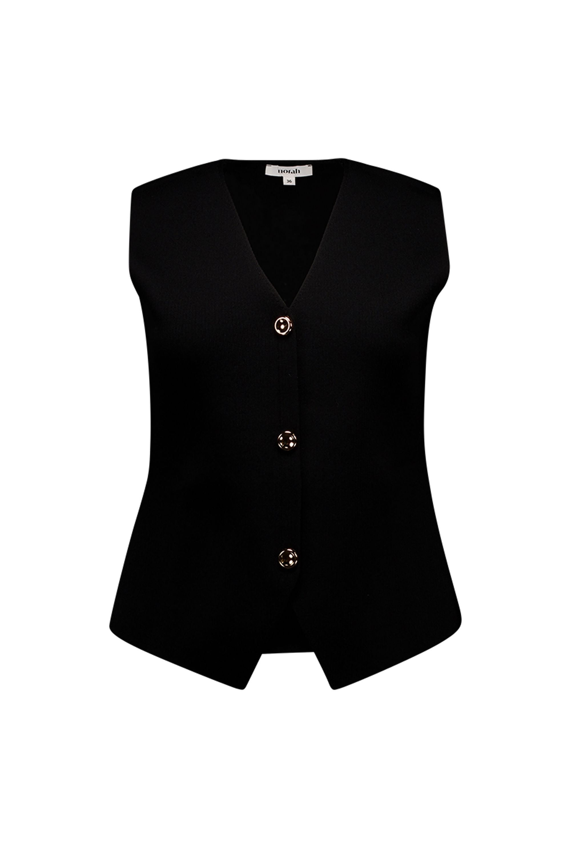 Norah Zwart gilet met goudkleurige knopen black 218489-001-38