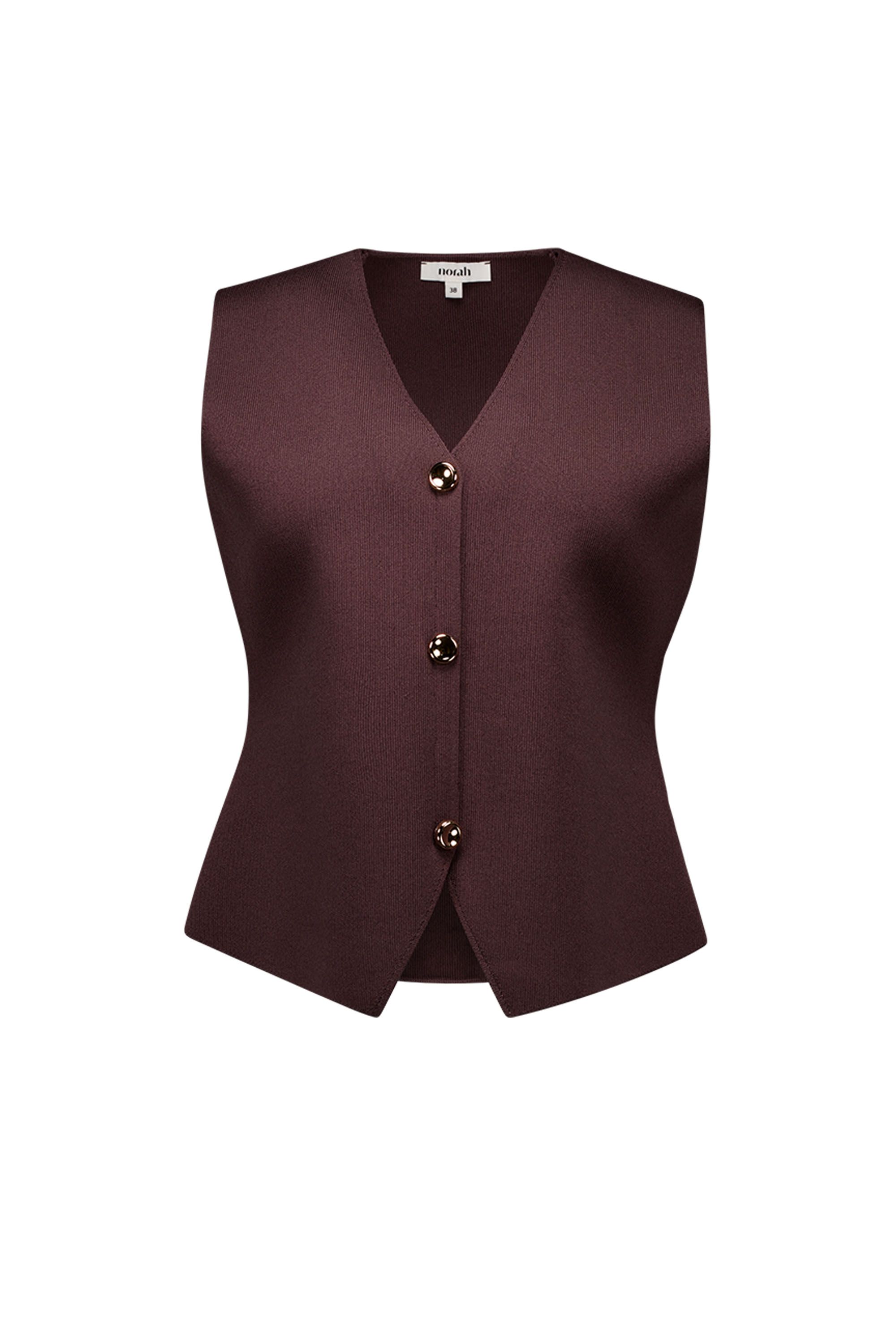 Norah Bruin gilet met goudkleurige knopen brown 218489-200-38