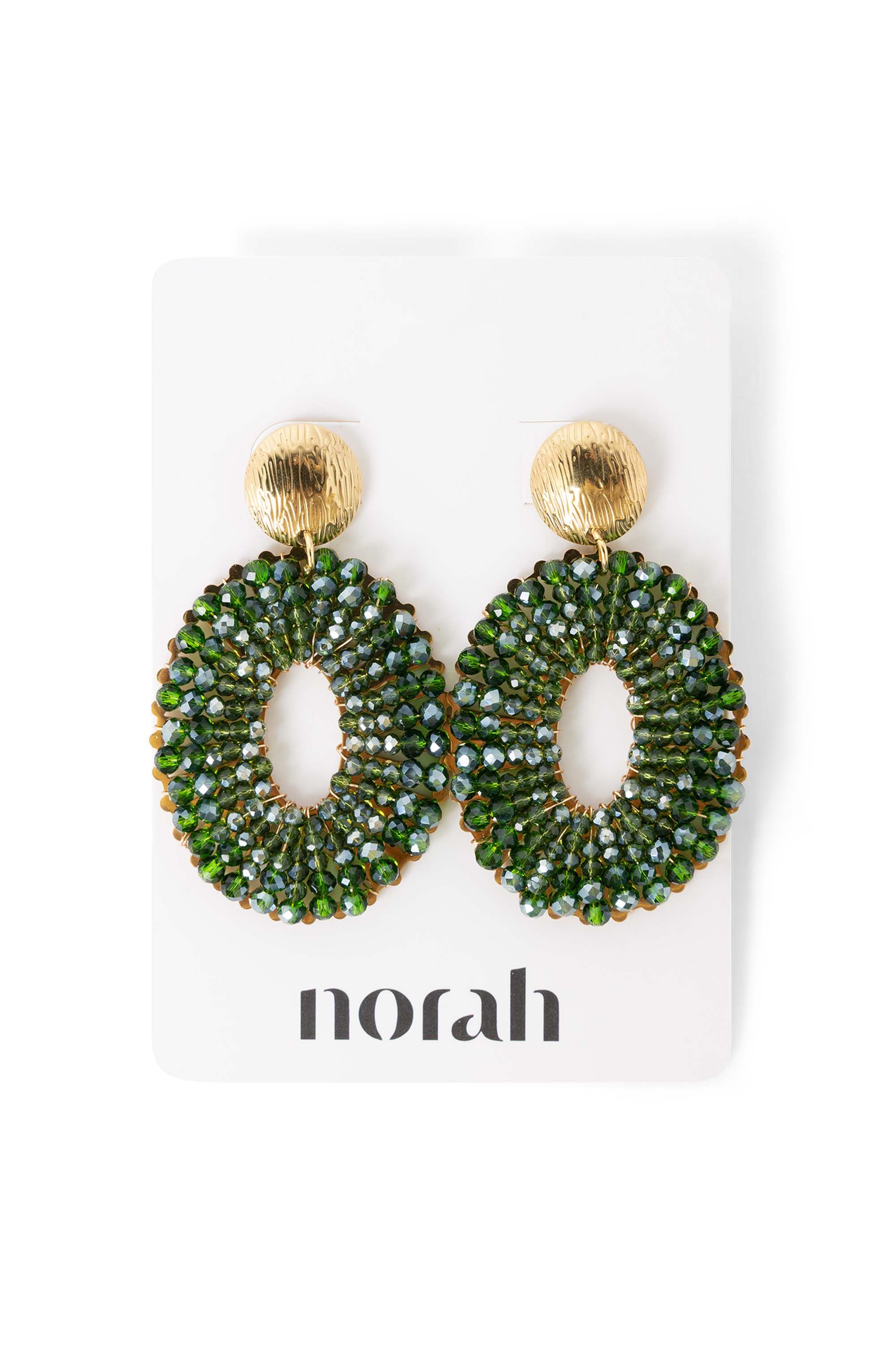 Norah Goudkleurige oorbellen met groene kralen gold multicolor 218505-198-ONE