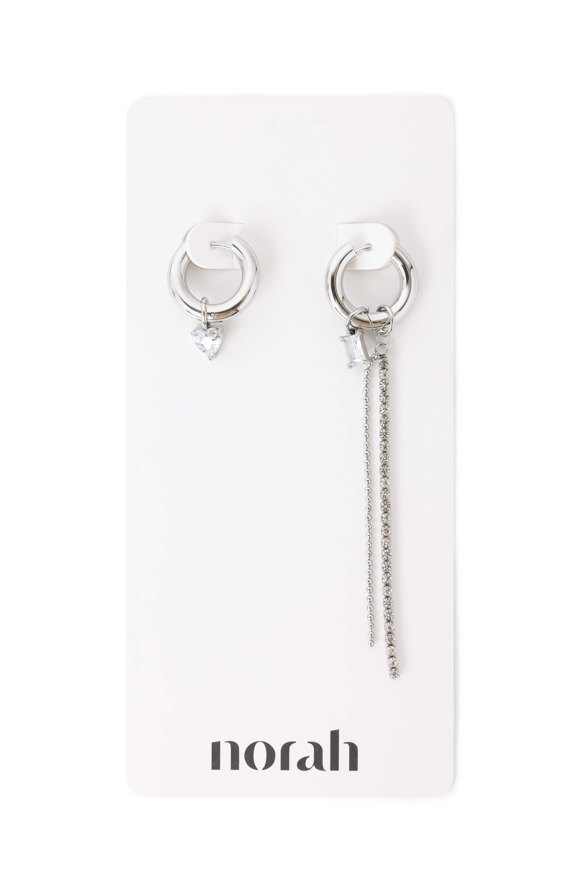 Norah Zilverkleurige oorbellen met hangers silver 218535-099-ONE