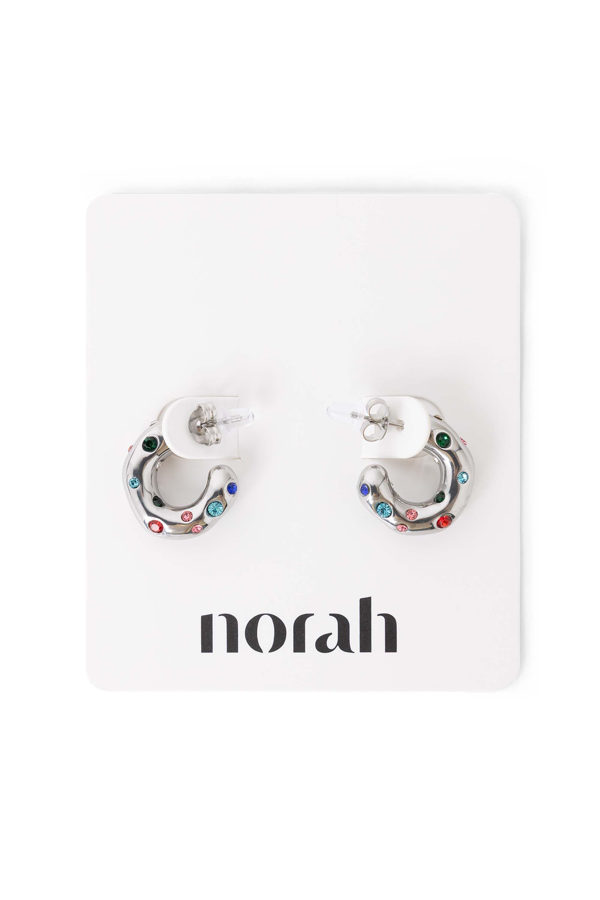 Norah Zilverkleurige oorringen met gekleurde steentjes silver multicolor 218537-093-ONE