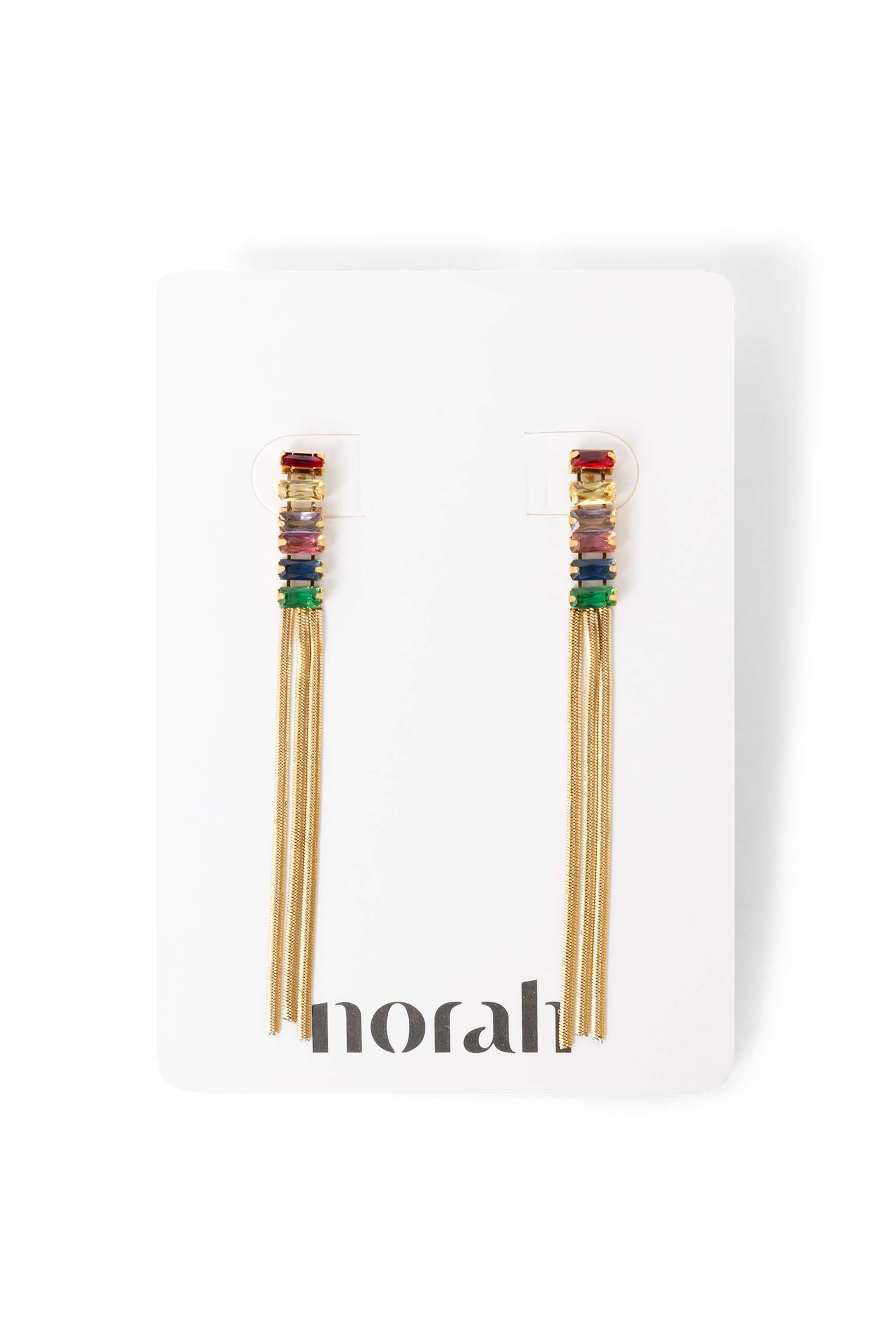 Norah Goudkleurige waterval oorbellen met gekleurde steentjes gold 218546-199-ONE