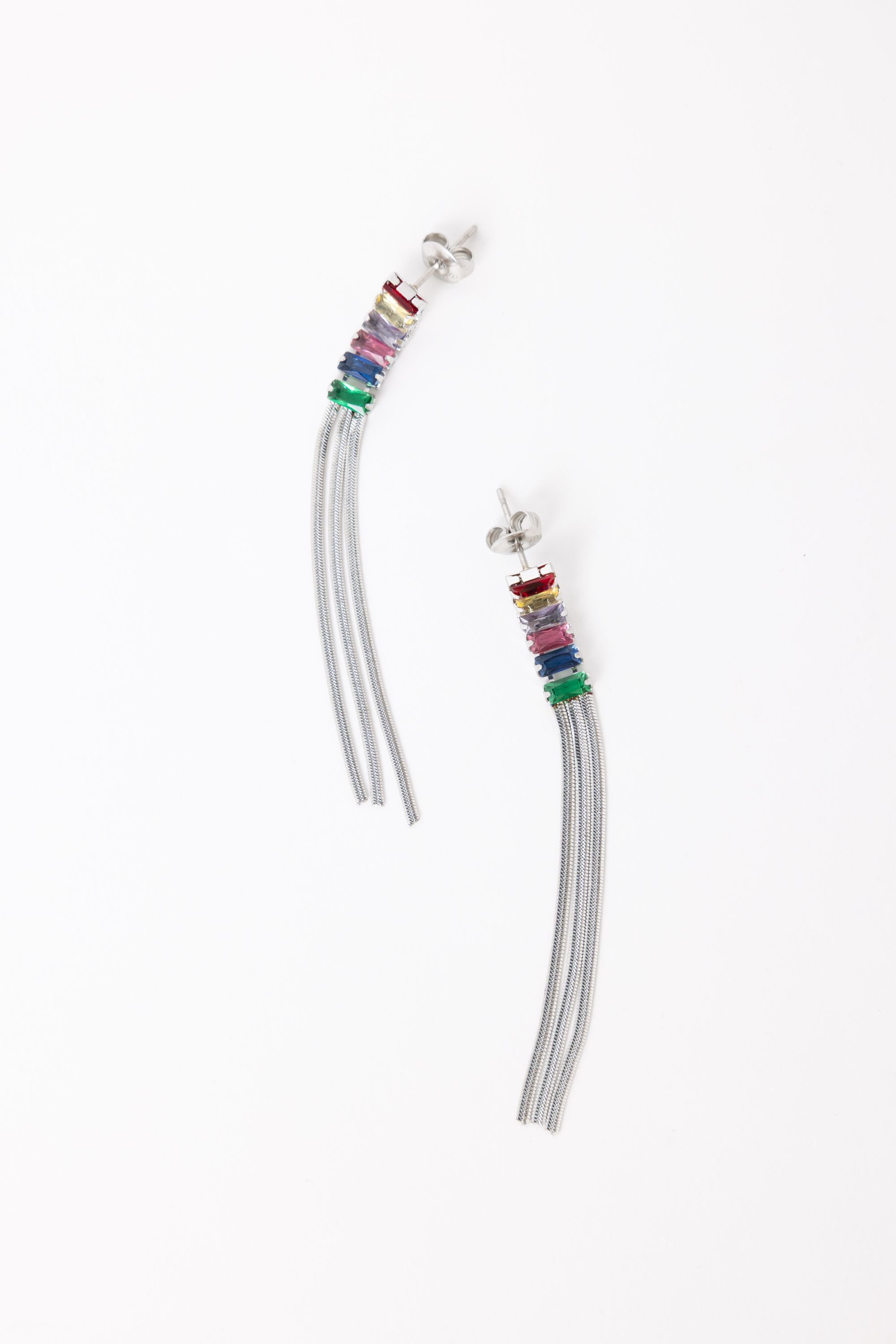 Norah Zilverkleurige waterval oorbellen met gekleurde steentjes silver multicolor 218547-093-ONE