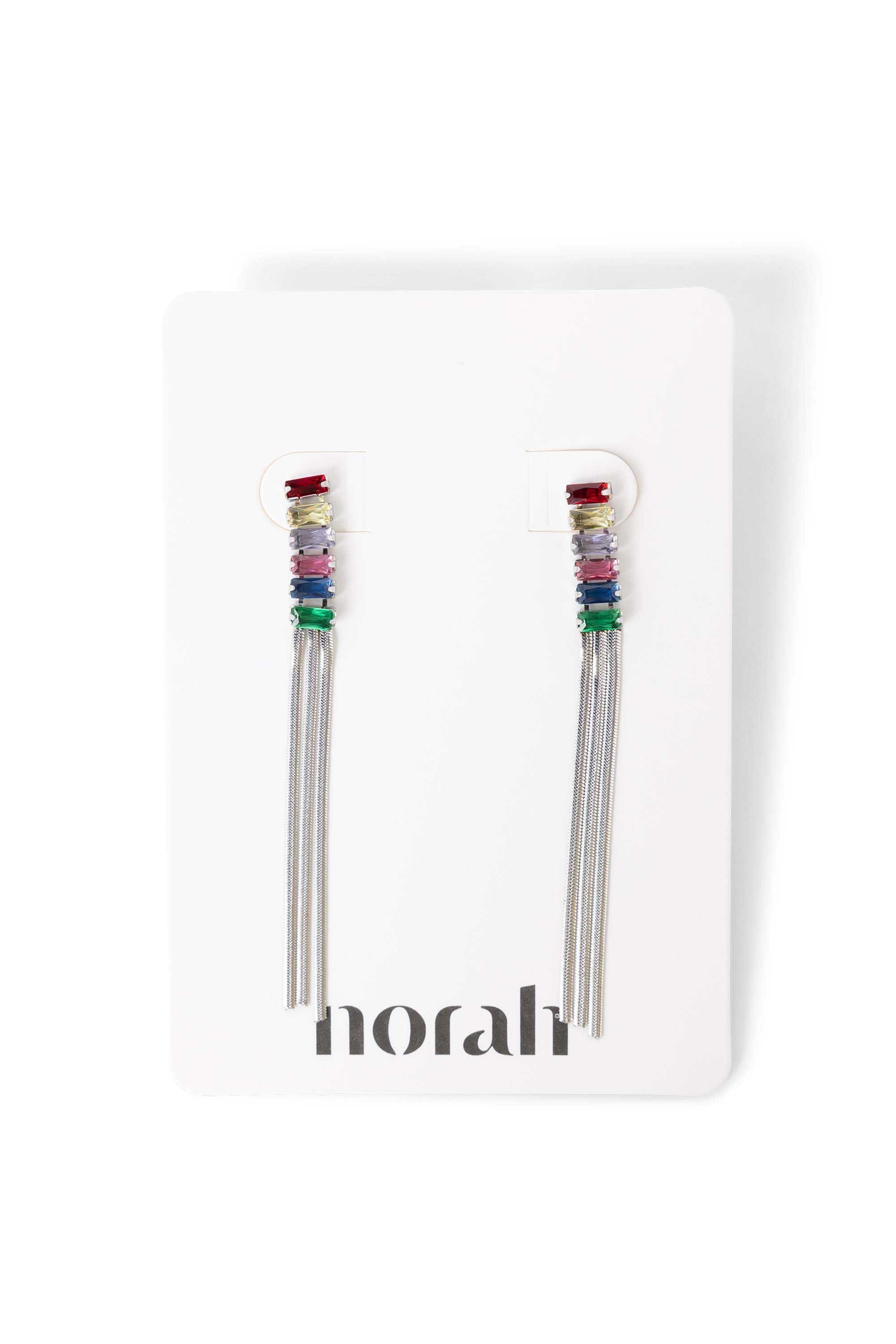 Norah Zilverkleurige waterval oorbellen met gekleurde steentjes silver multicolor 218547-093-ONE