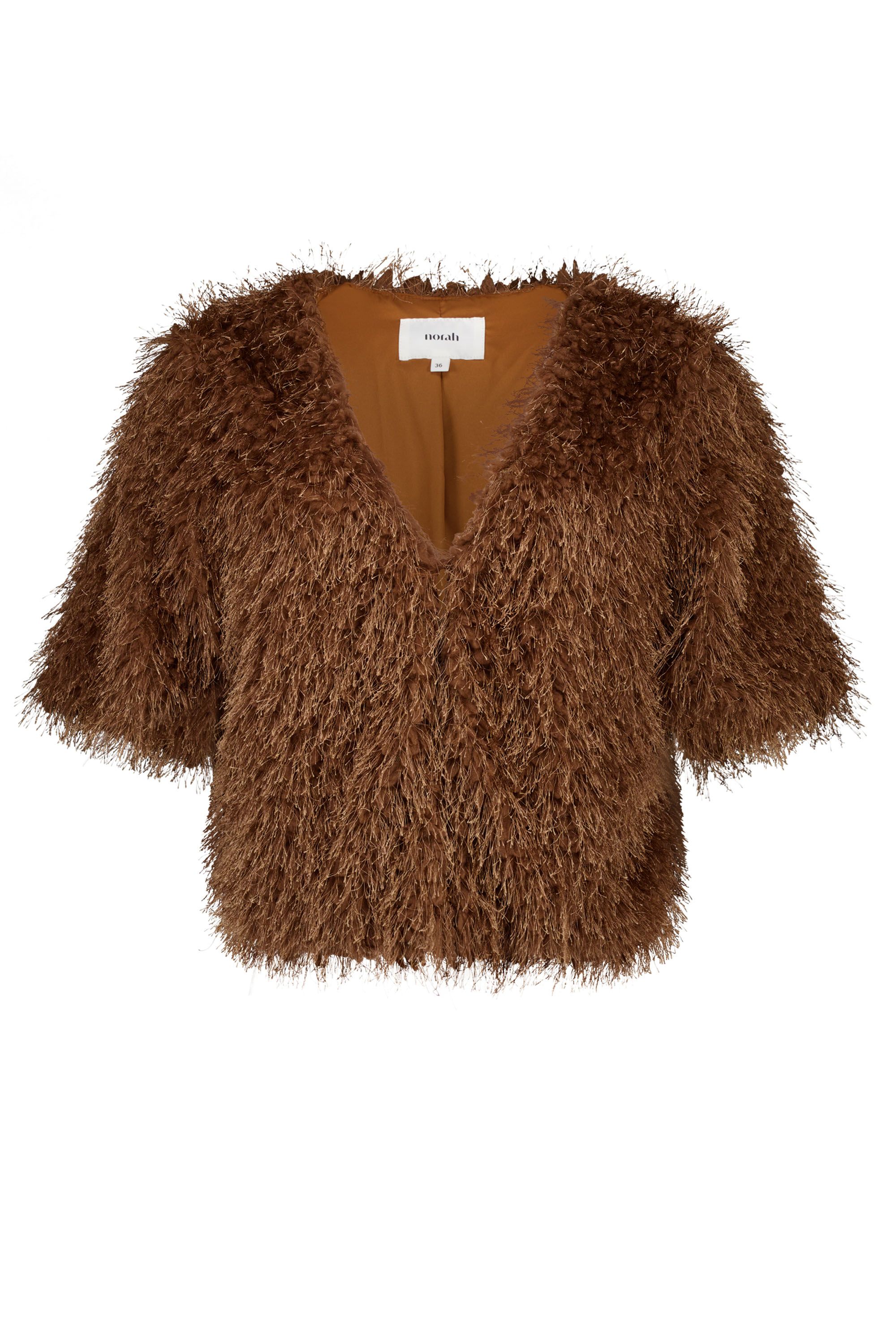 Norah Bruin jasje met franjes brown 218548-200
