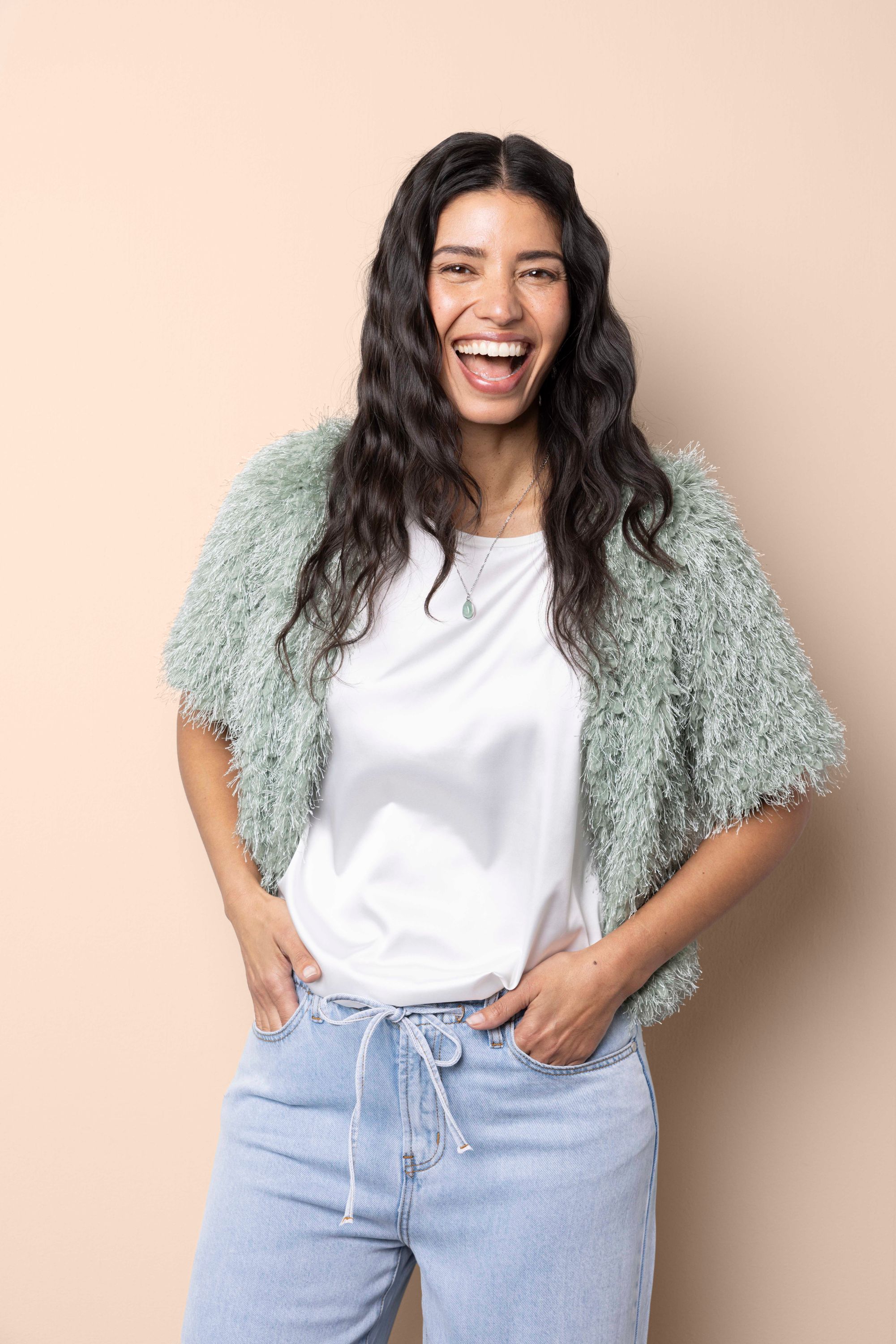 Norah Groen jasje met franjes light green 218548-515-36