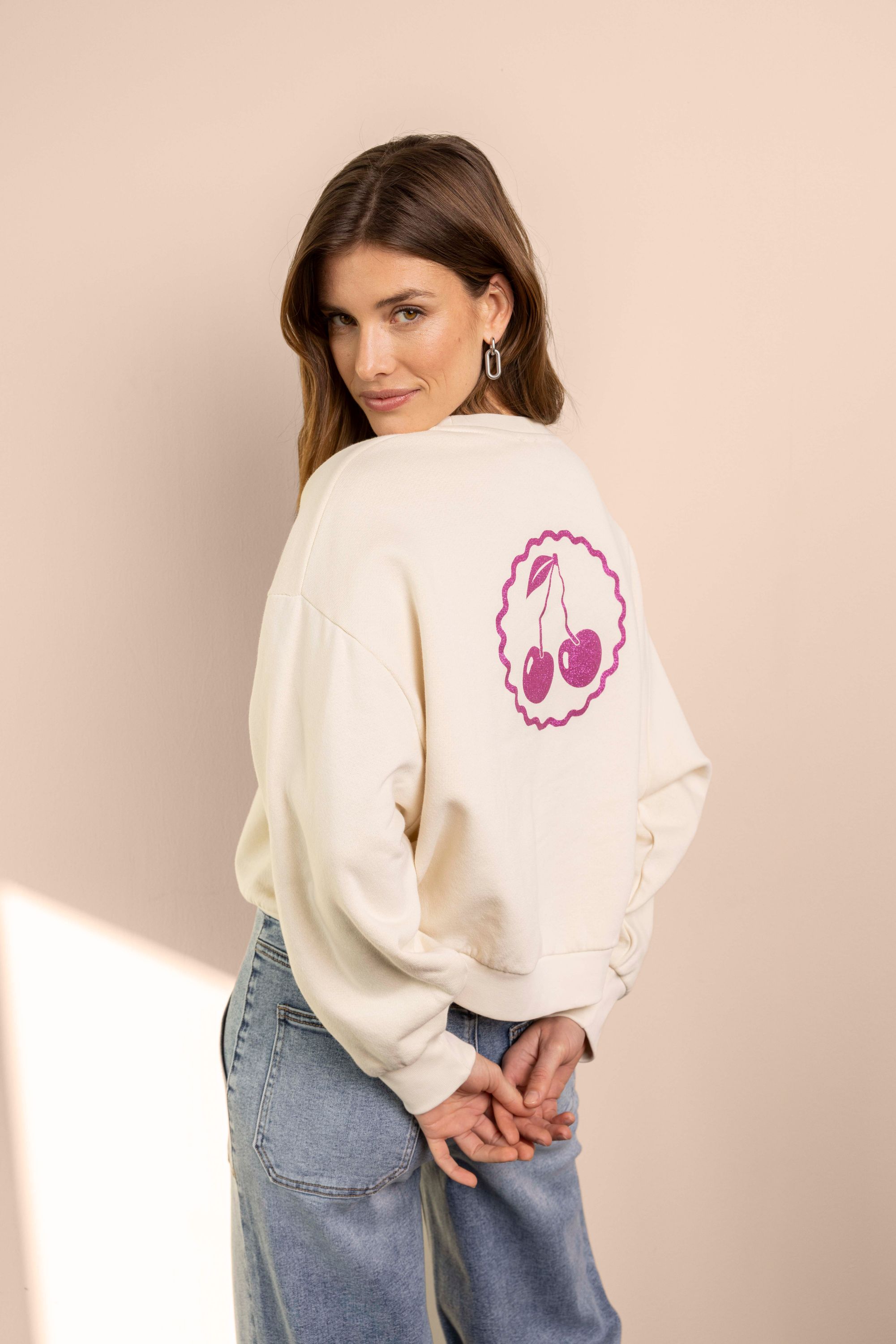 Norah Ecru sweater met kers ecru/pink 218551-179-40