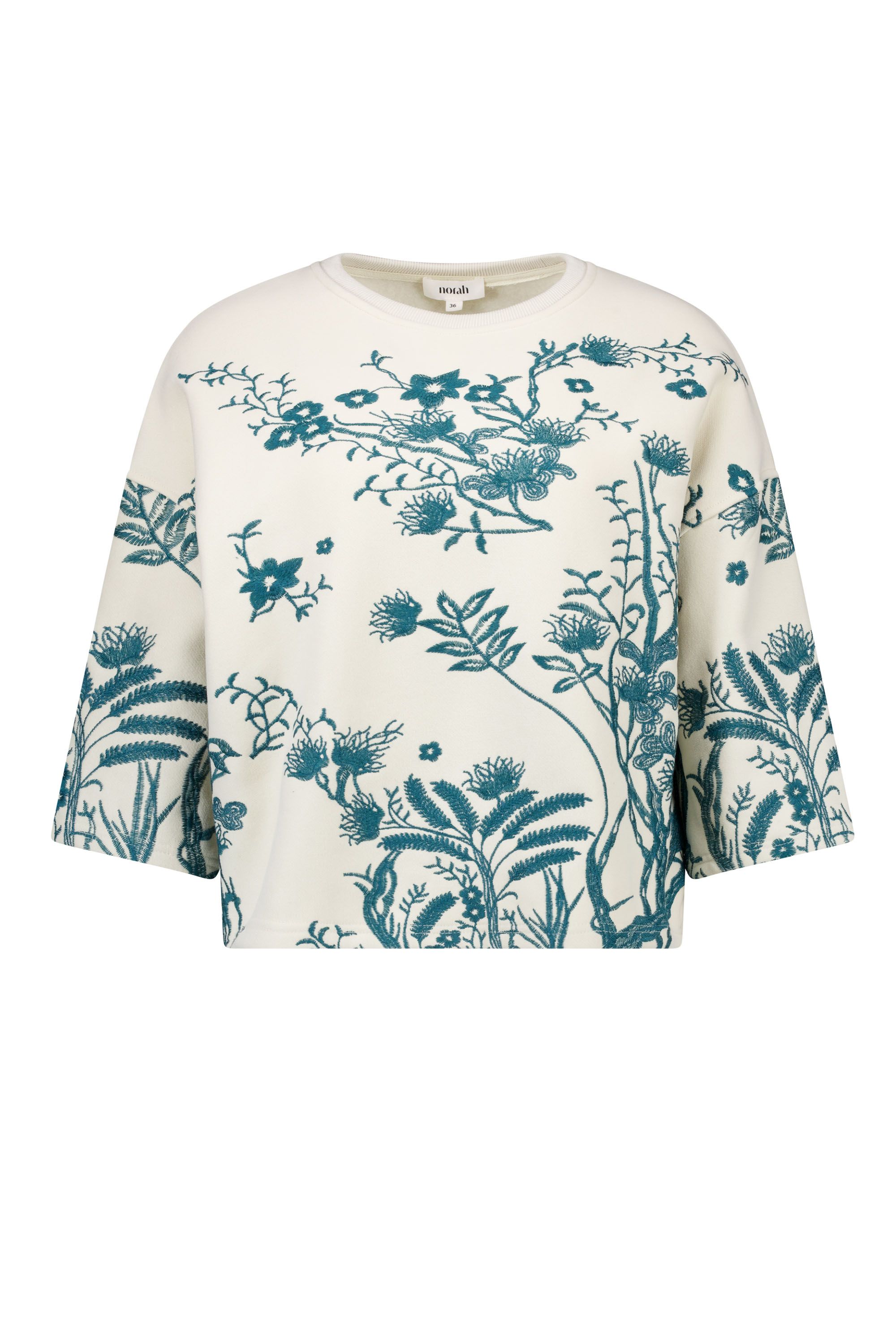 Norah Ecru sweater met borduursels ecru/green 218552-175