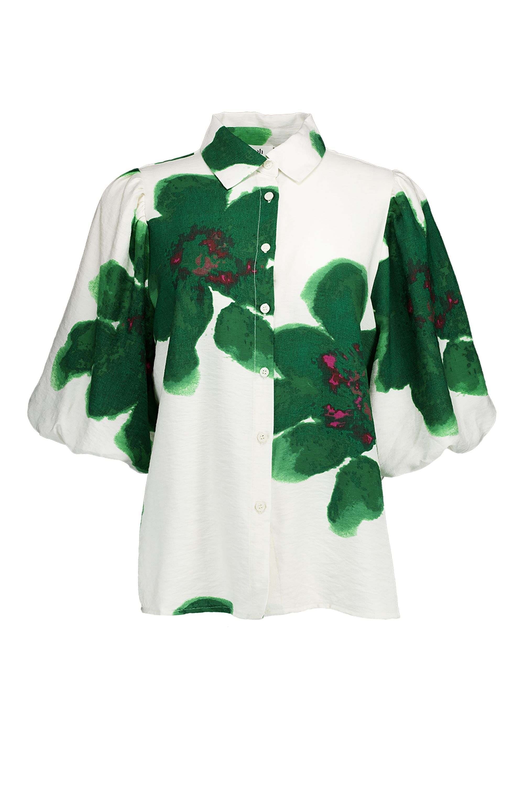 Norah Groene blouse met botanische print ecru/green 218563-175-36