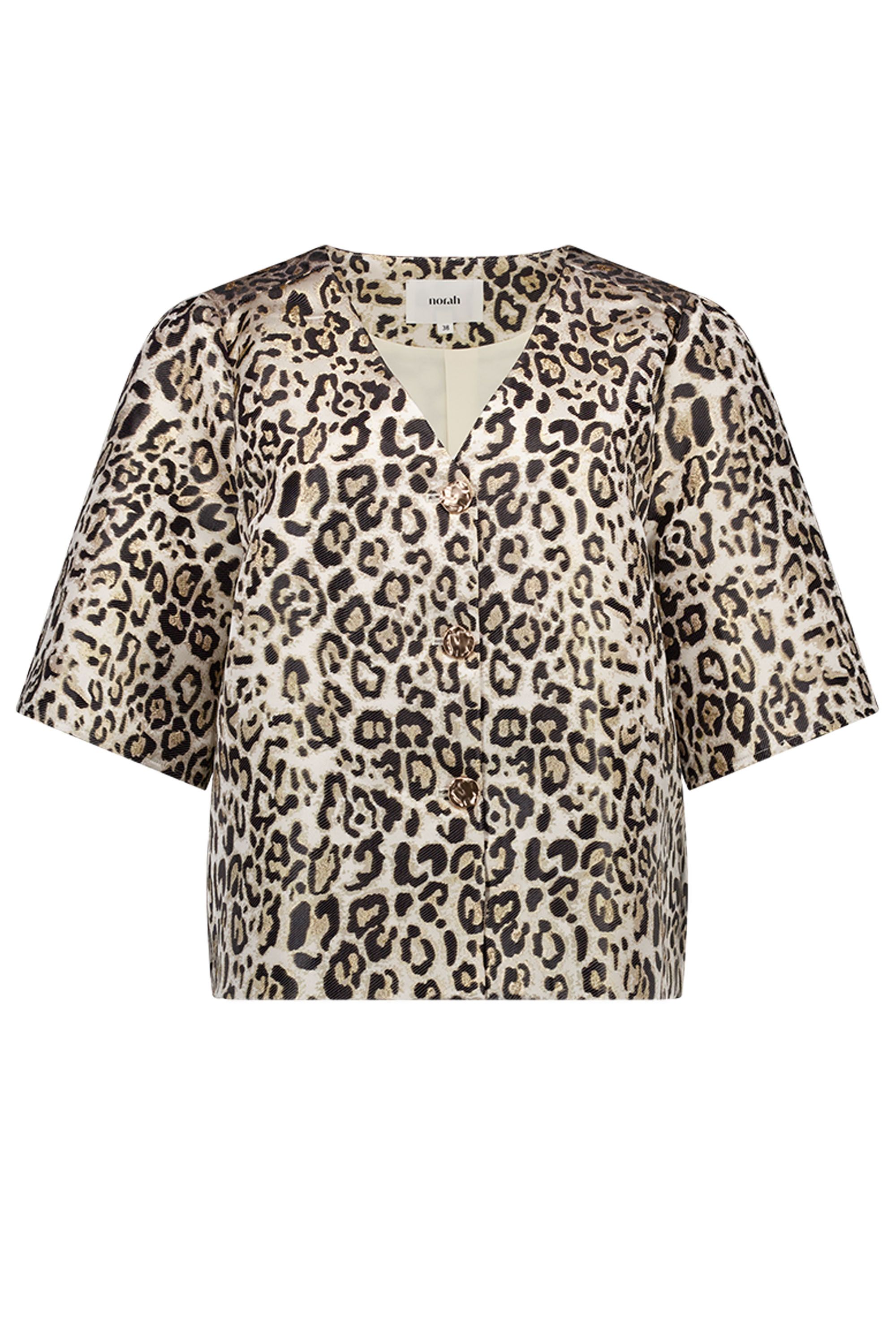 Norah Glanzend jasje met luipaardprint ecru multicolor 218564-122-34