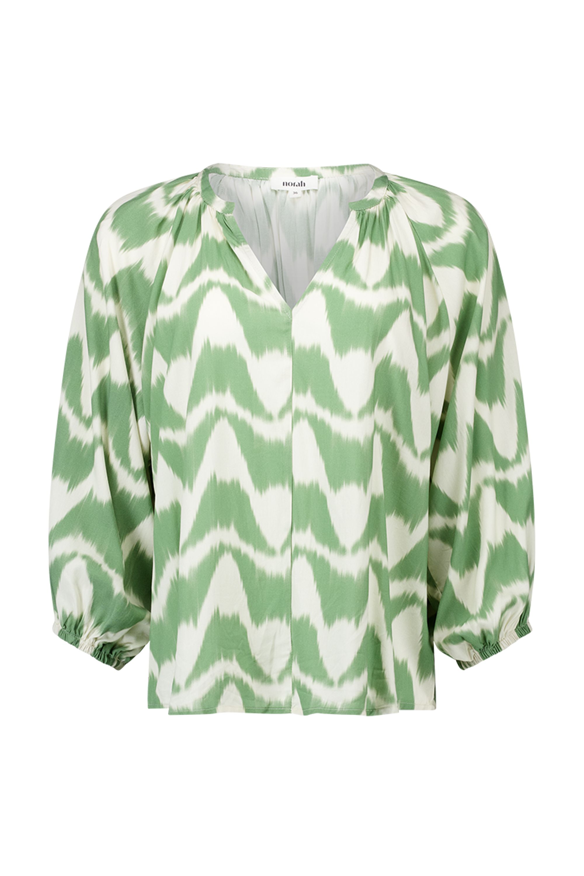 Norah Groene blouse met grafische print green/ecru 218567-541-44