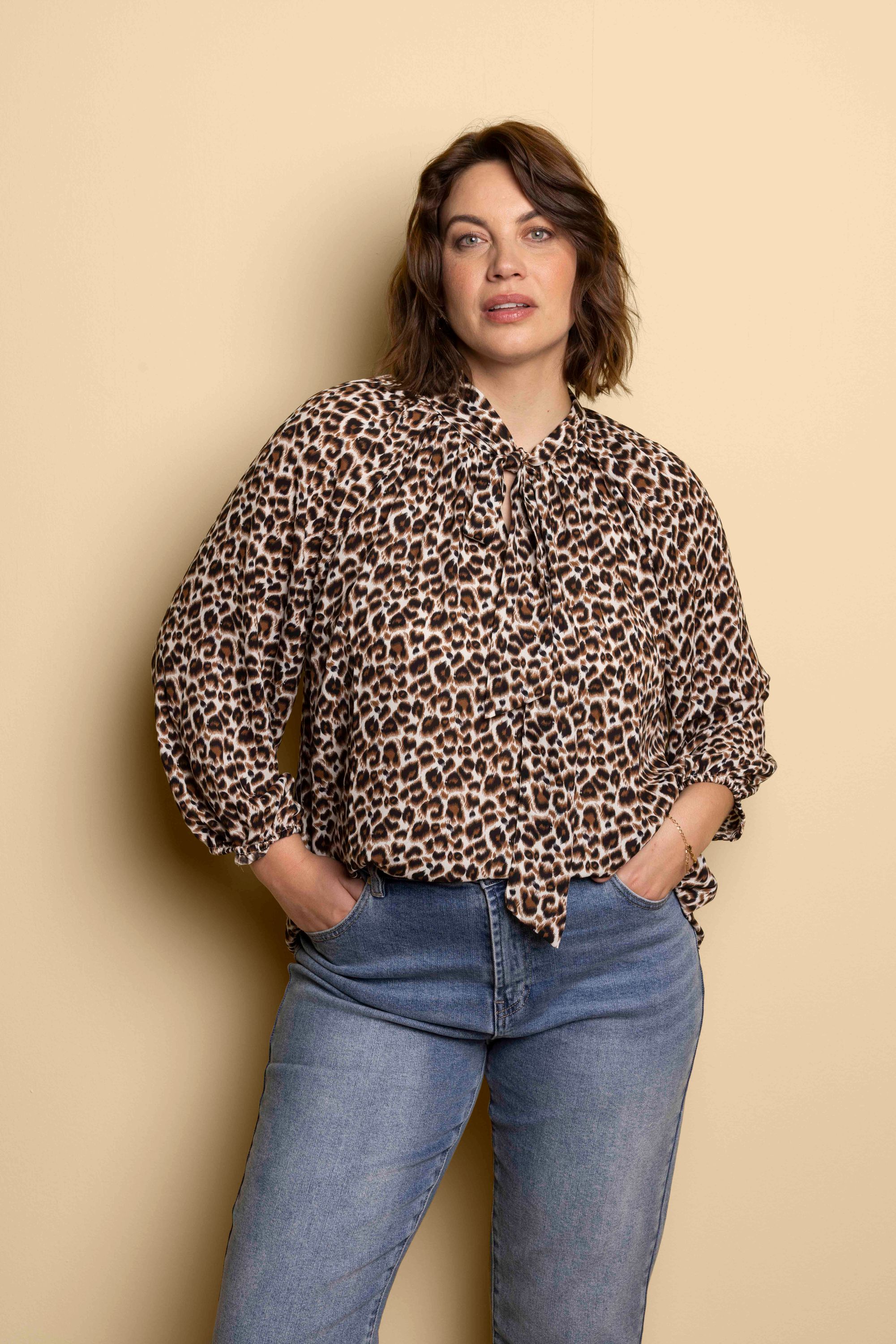 Norah Blouse met luipaardprint brown multicolor 218568-220-38