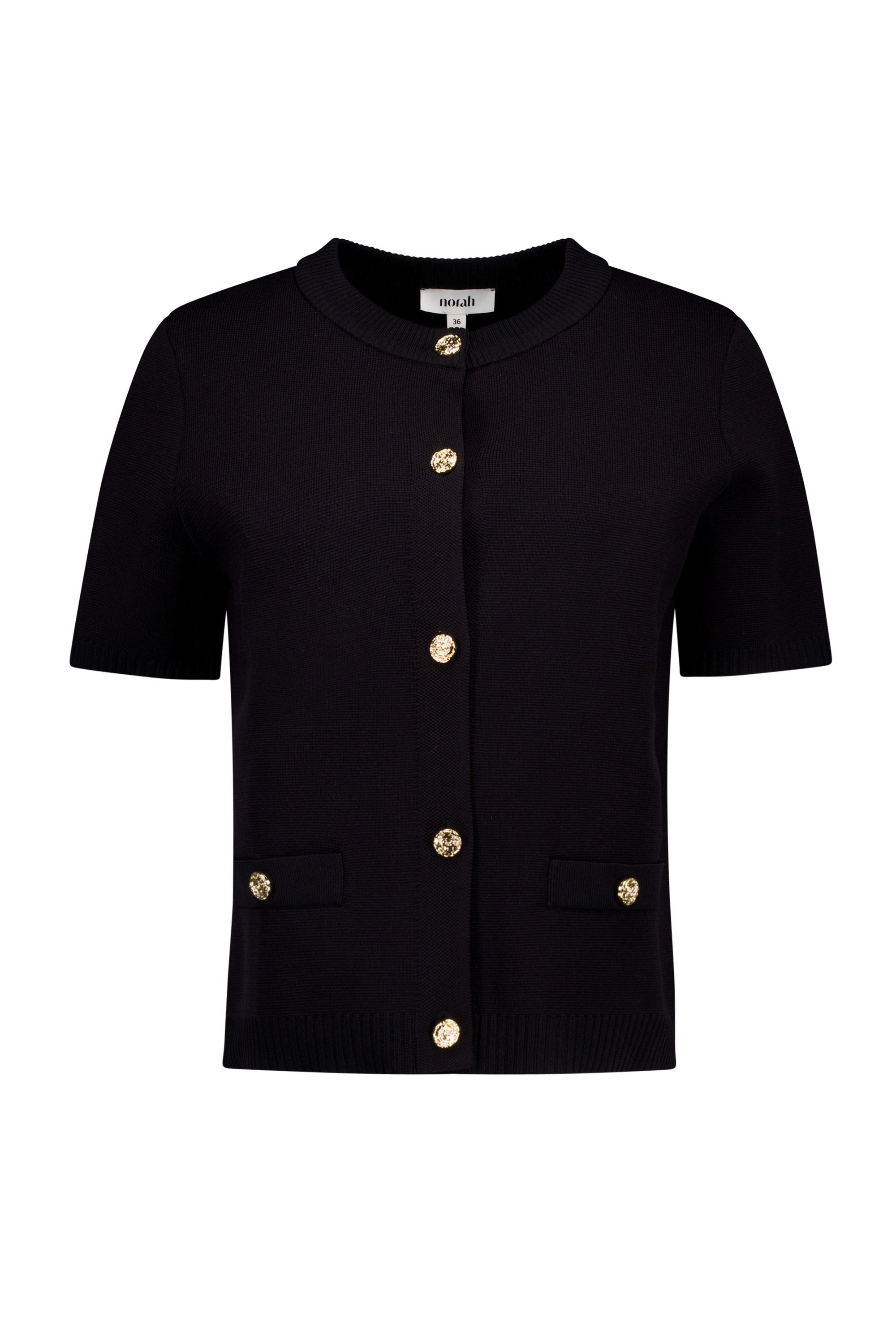 Norah Zwart gebreid vest met goudkleurige knopen black 218571-001