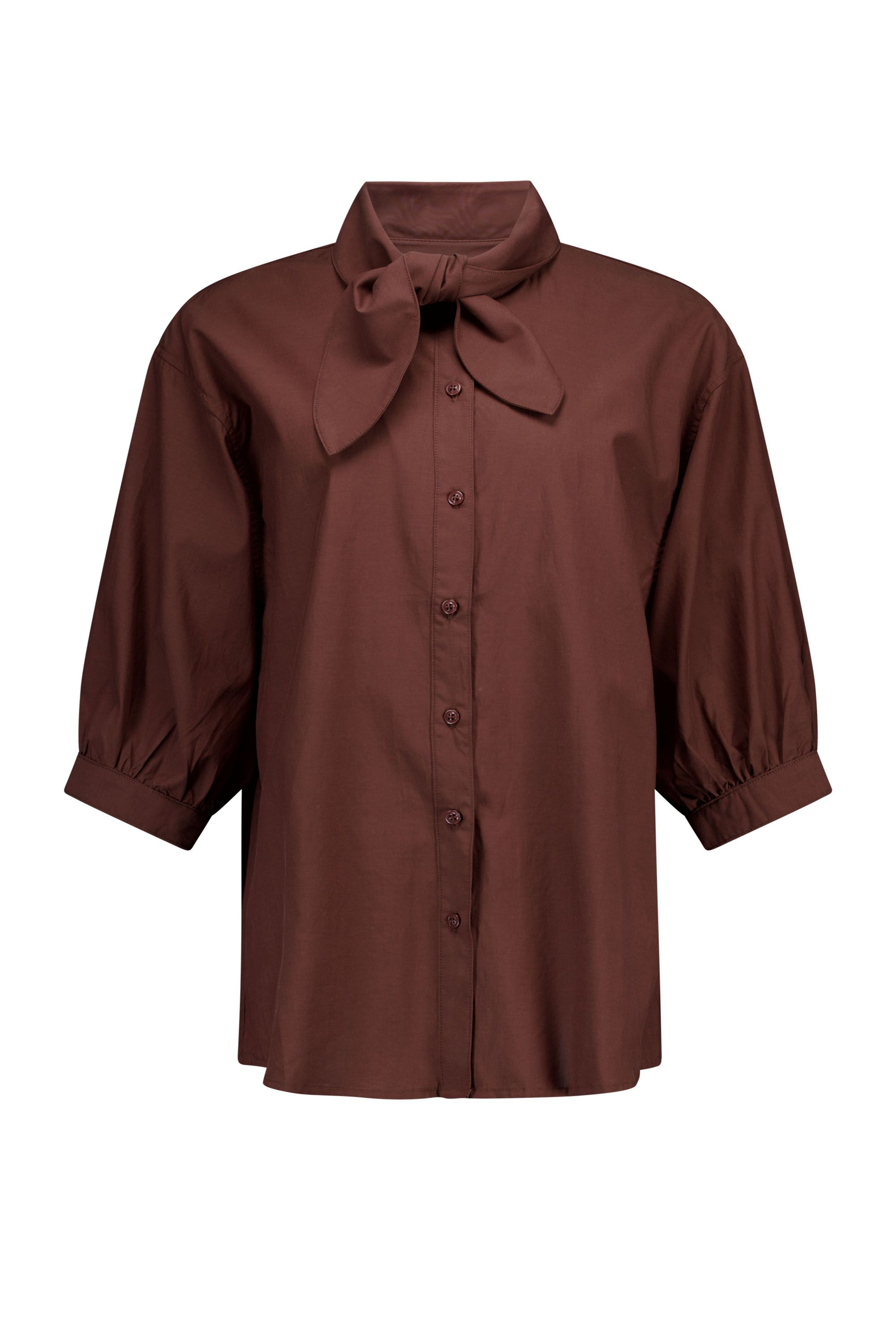 Norah Bruine blouse met strikdetail light brown 218573-201