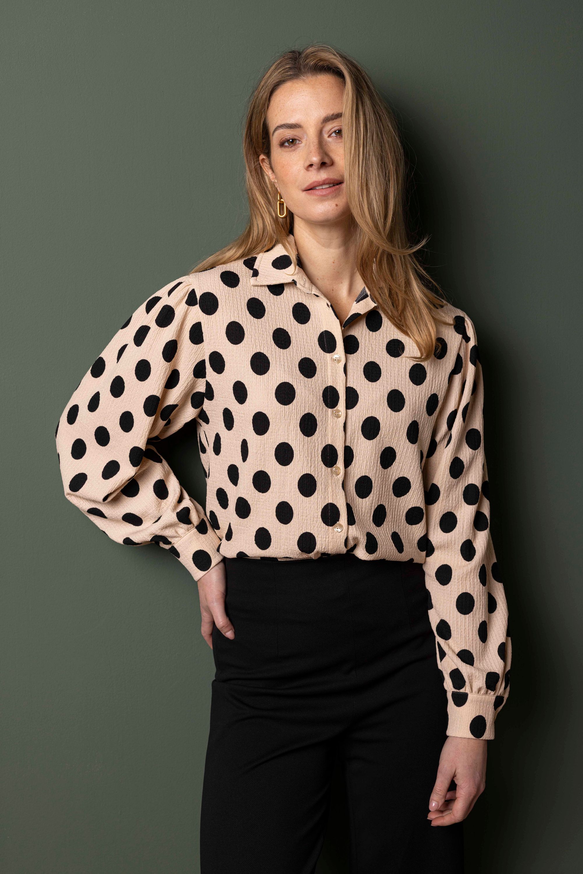 Norah Ecru blouse met stippen ecru/black 218575-170-34