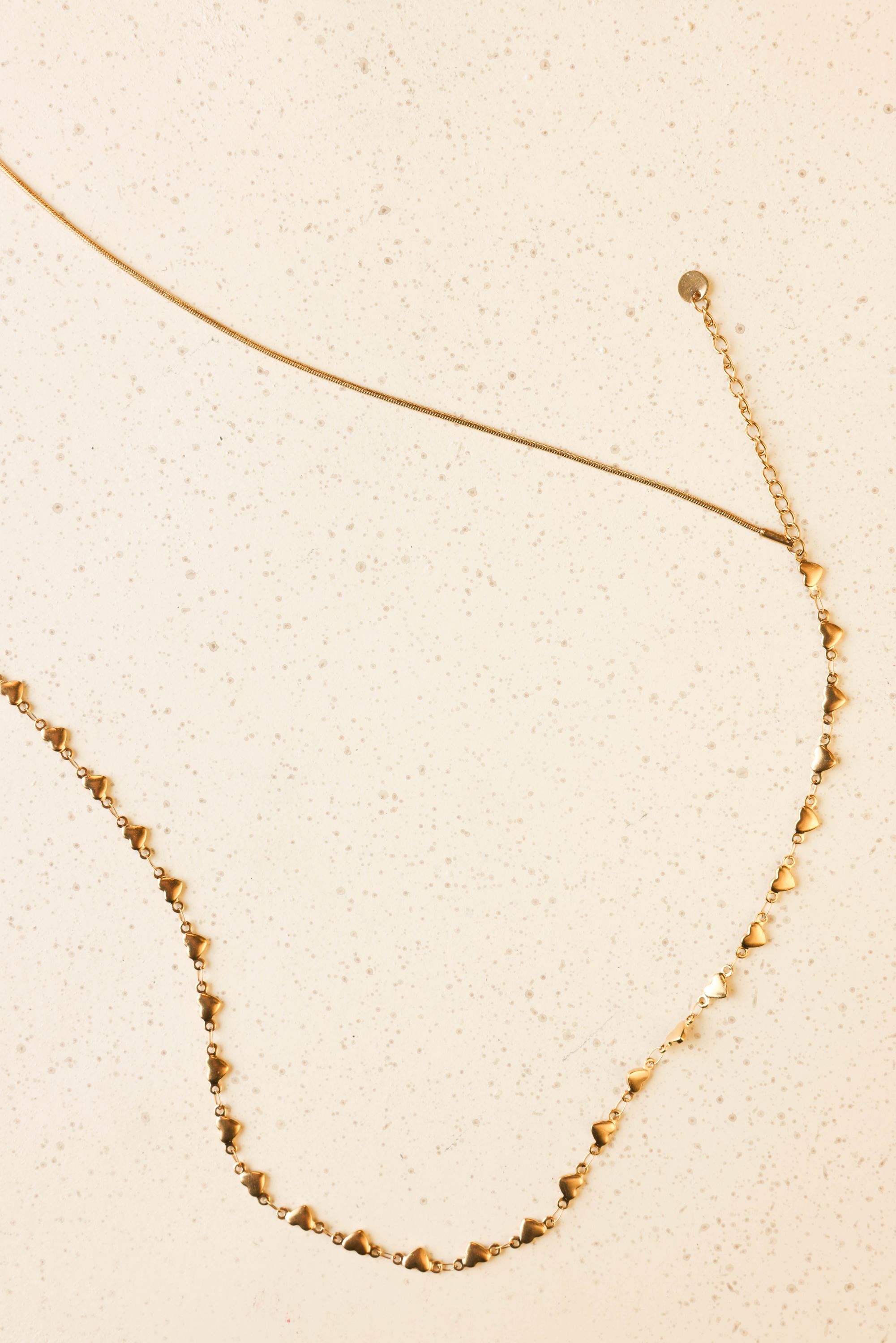 Norah Goudkleurige dubbele ketting met hartjes gold 218593-199-ONE