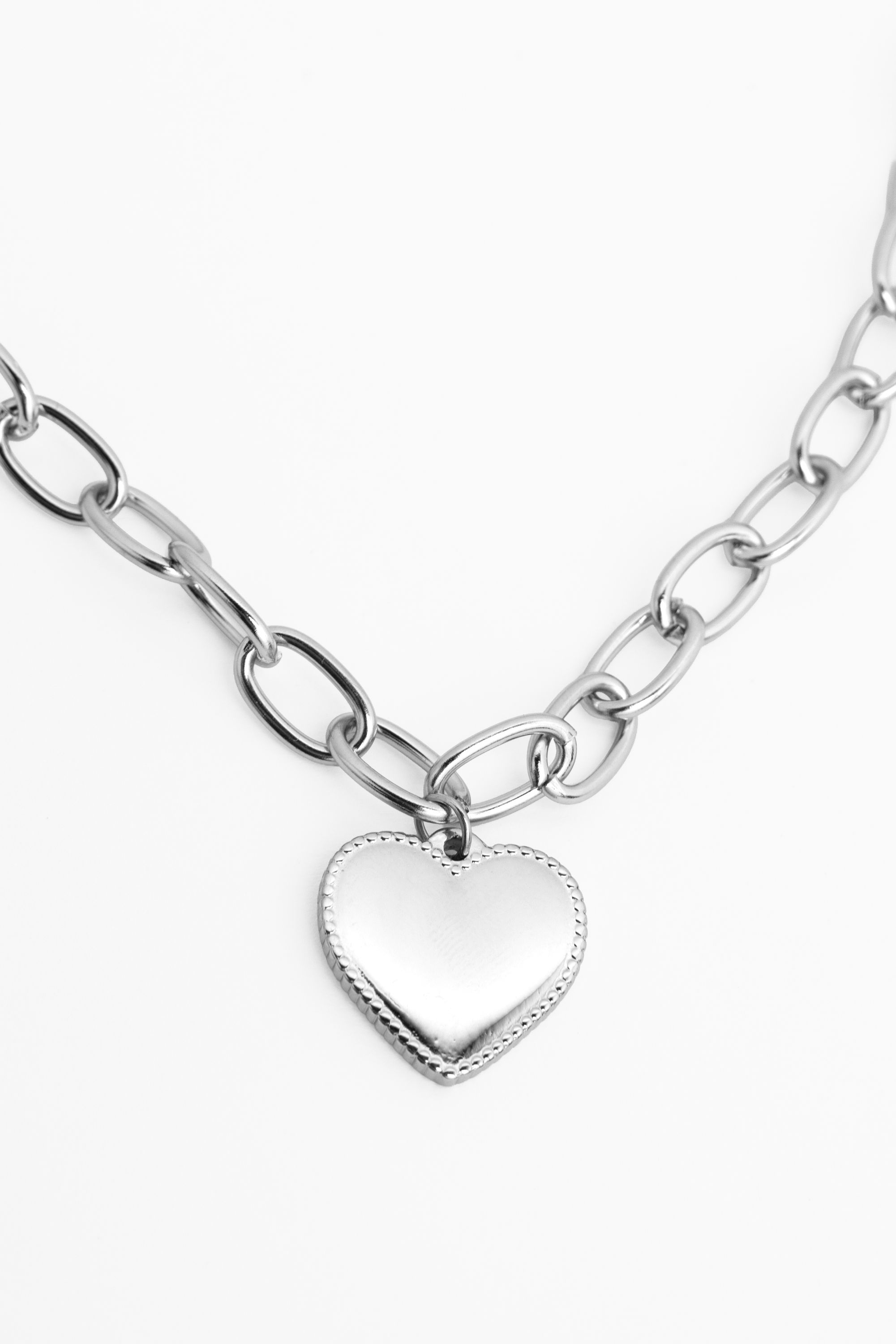 Norah Zilverkleurige schakelketting met hartje silver 218606-099-ONE