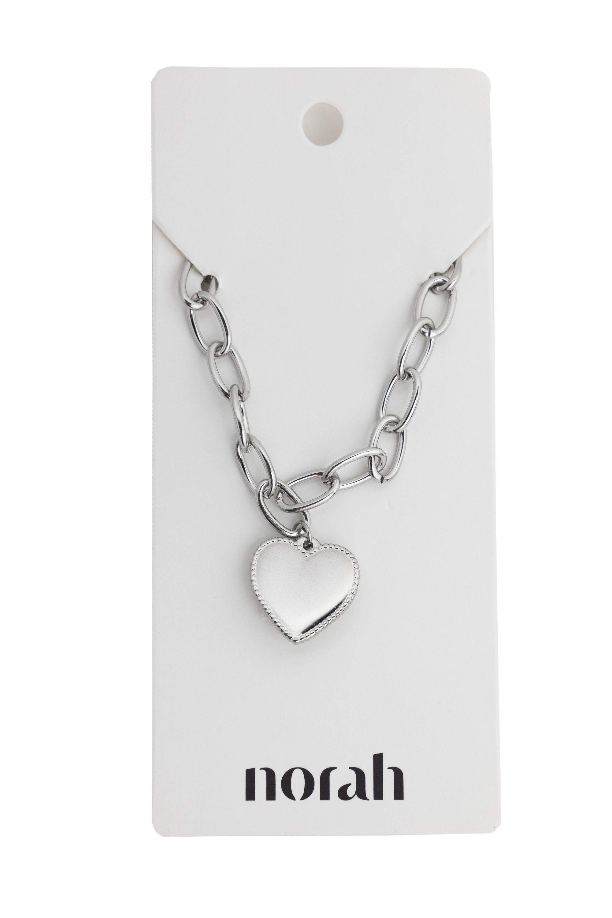 Norah Zilverkleurige schakelketting met hartje silver 218606-099-ONE