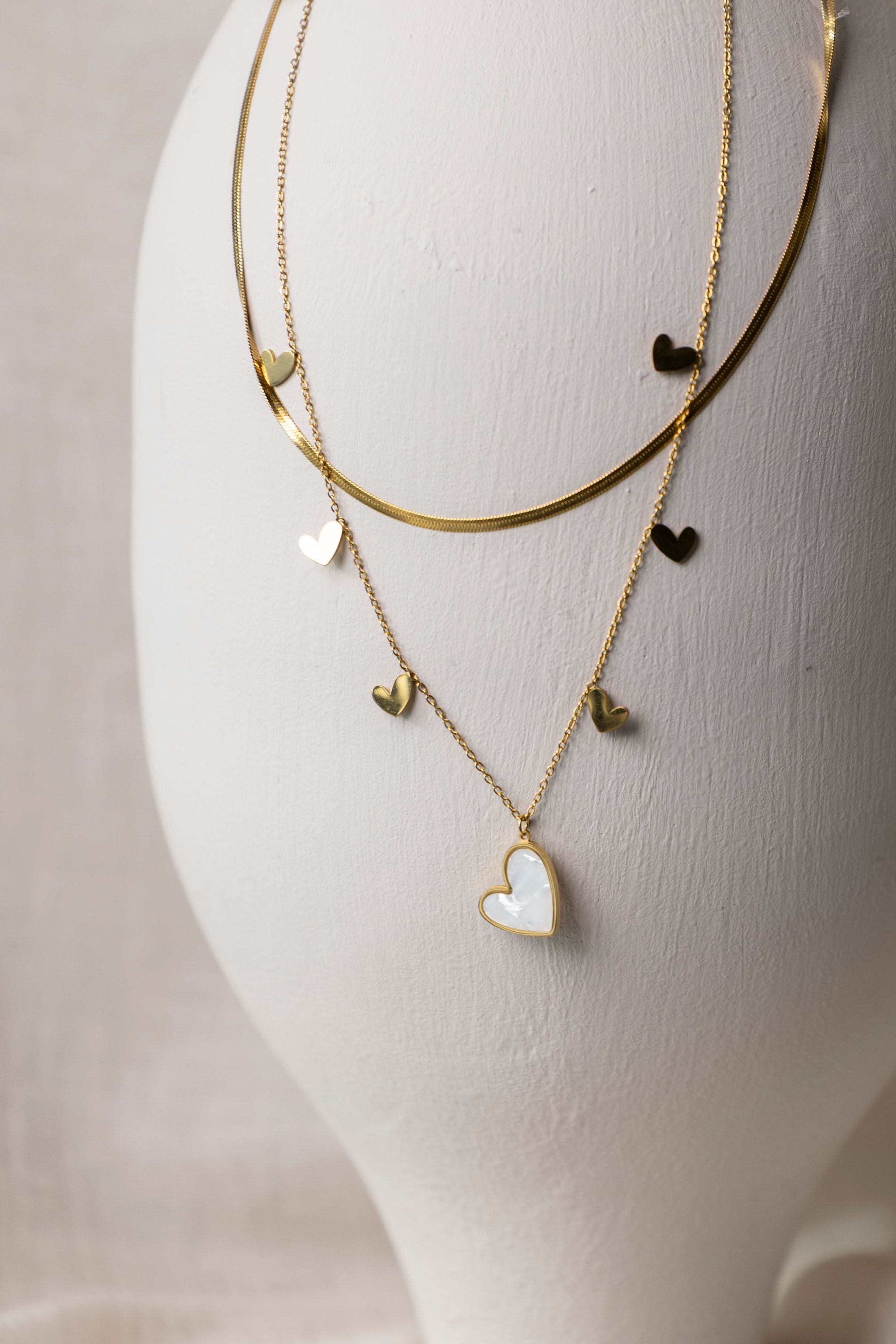 Norah Goudkleurige dubbele ketting met hartjes gold 218611-199-ONE